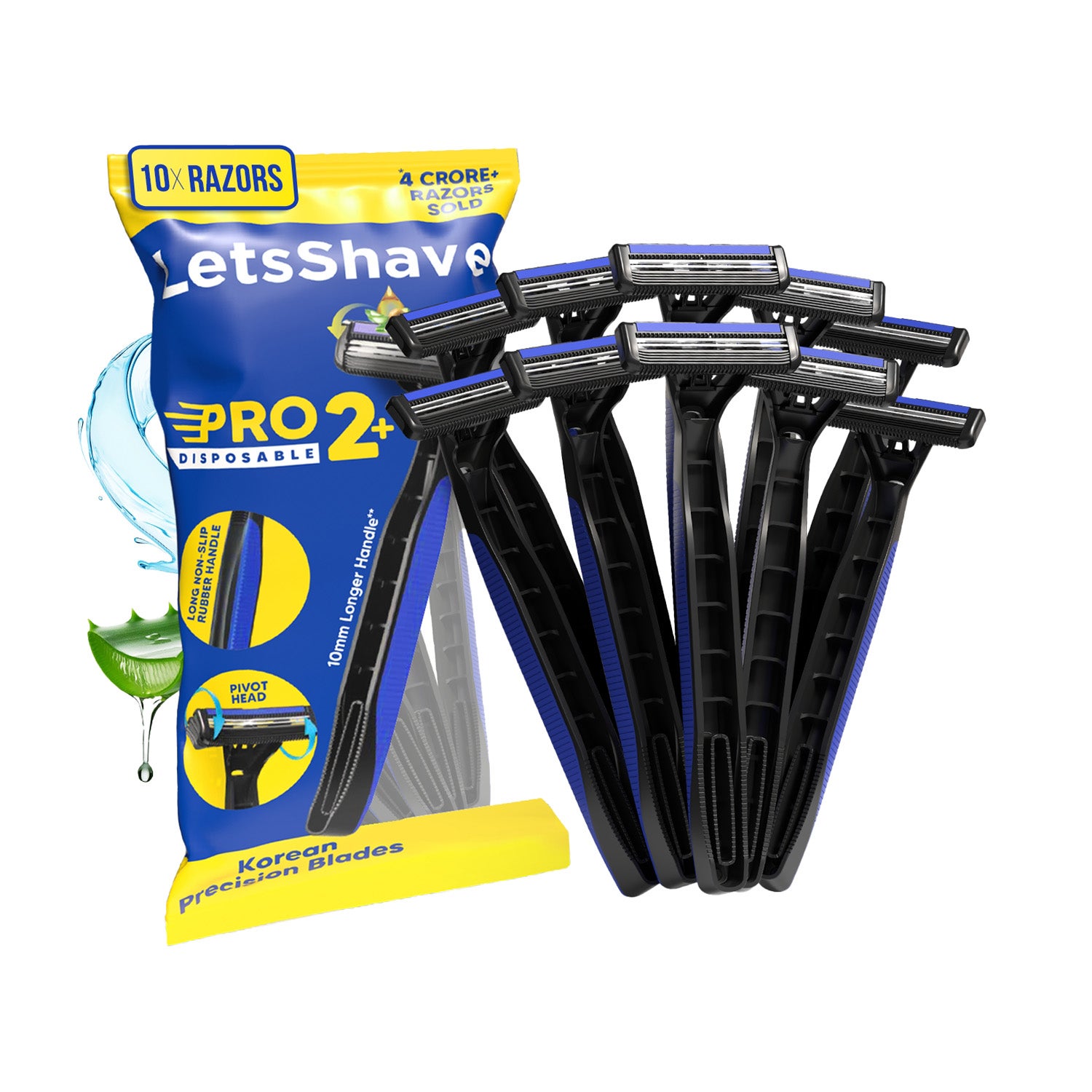 LetsShave | LetsShave Pro 2 Plus Disposable Razor Set - Blue (10Pcs)