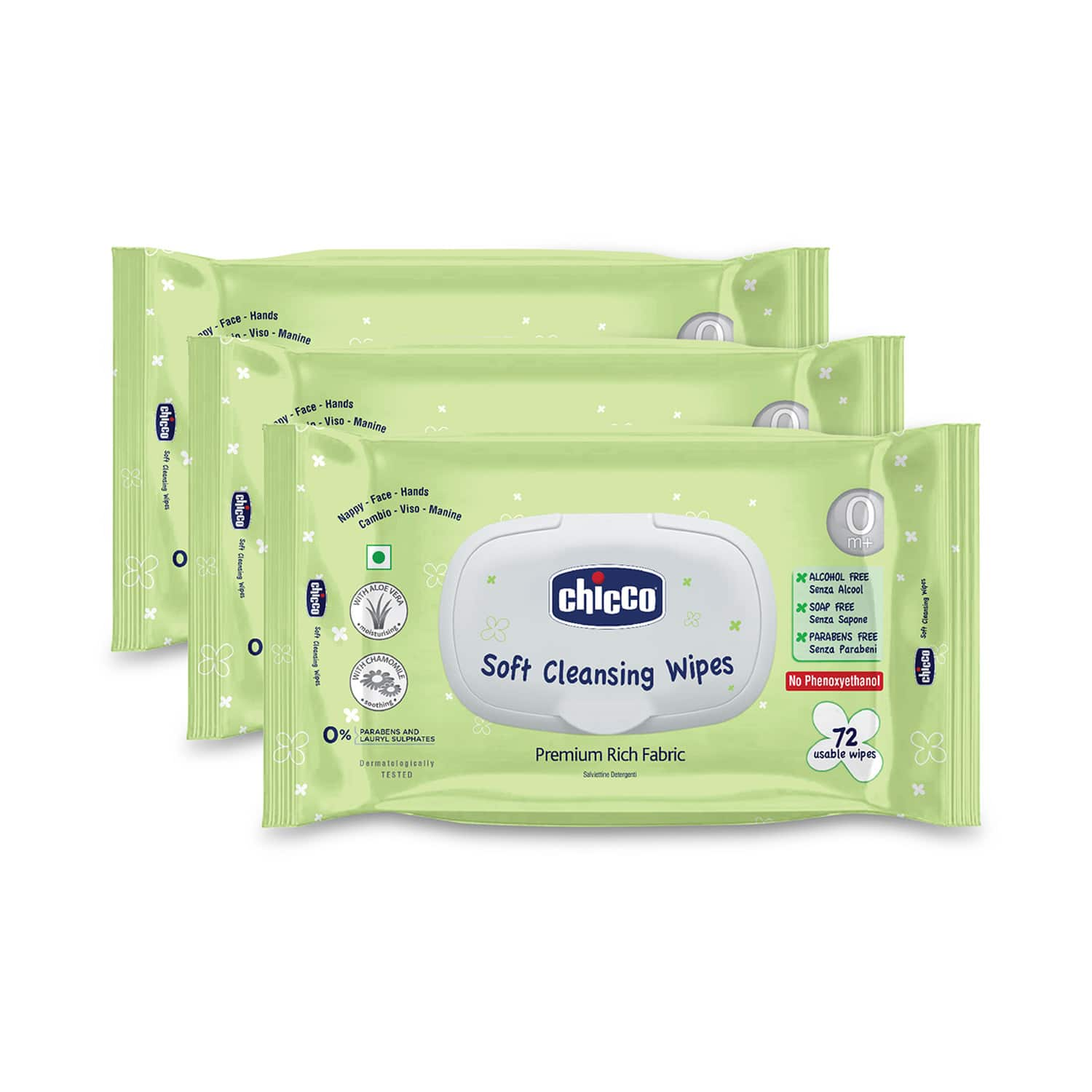 Chicco | Chicco Fliptop Soft Cleansing Wipes combo (Pack of 3, 72 Count per Pack)