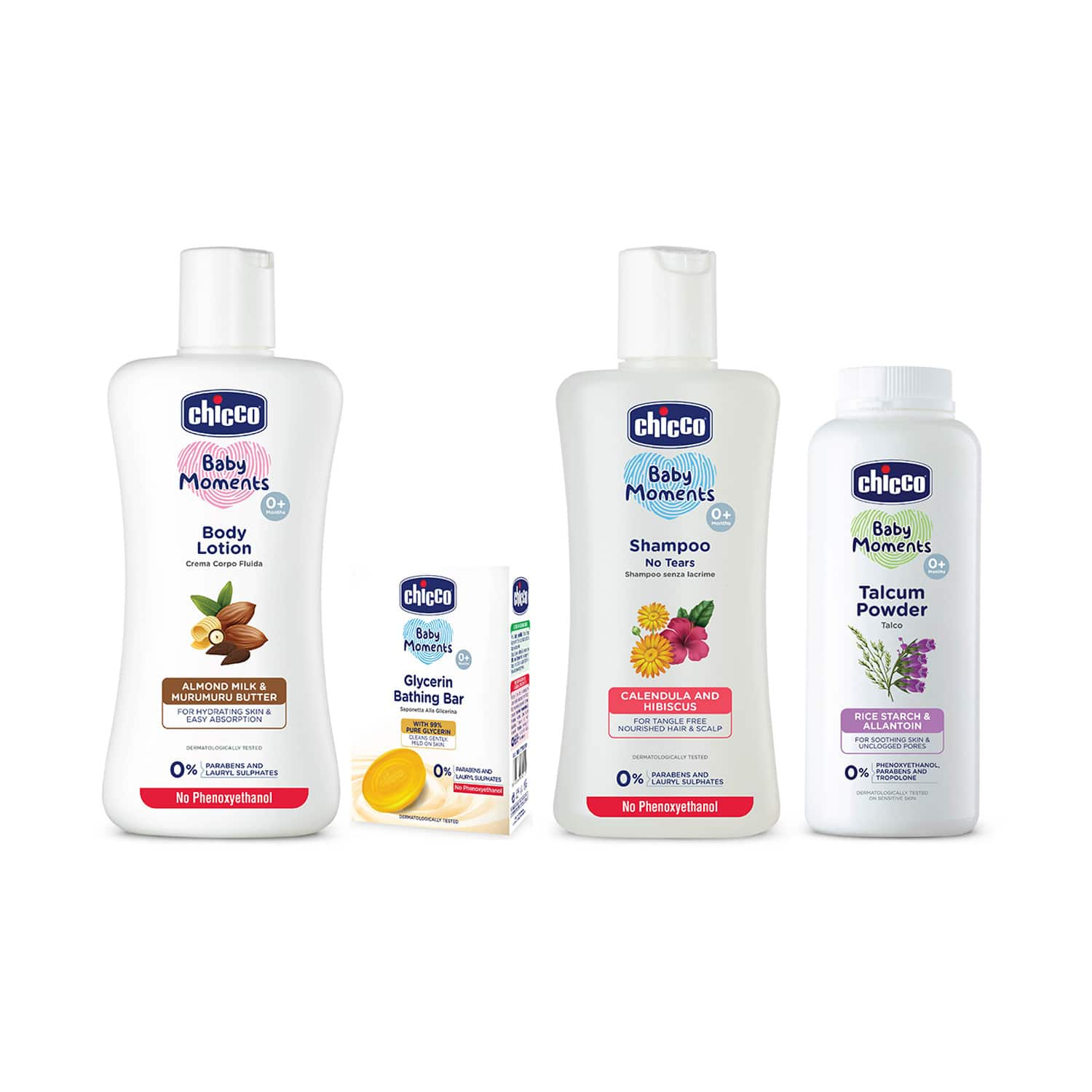 Chicco | Chicco BM Shampoo + BM Body Lotion + BM Talcum Powder + BM Glycerin Bathing Bar Combo