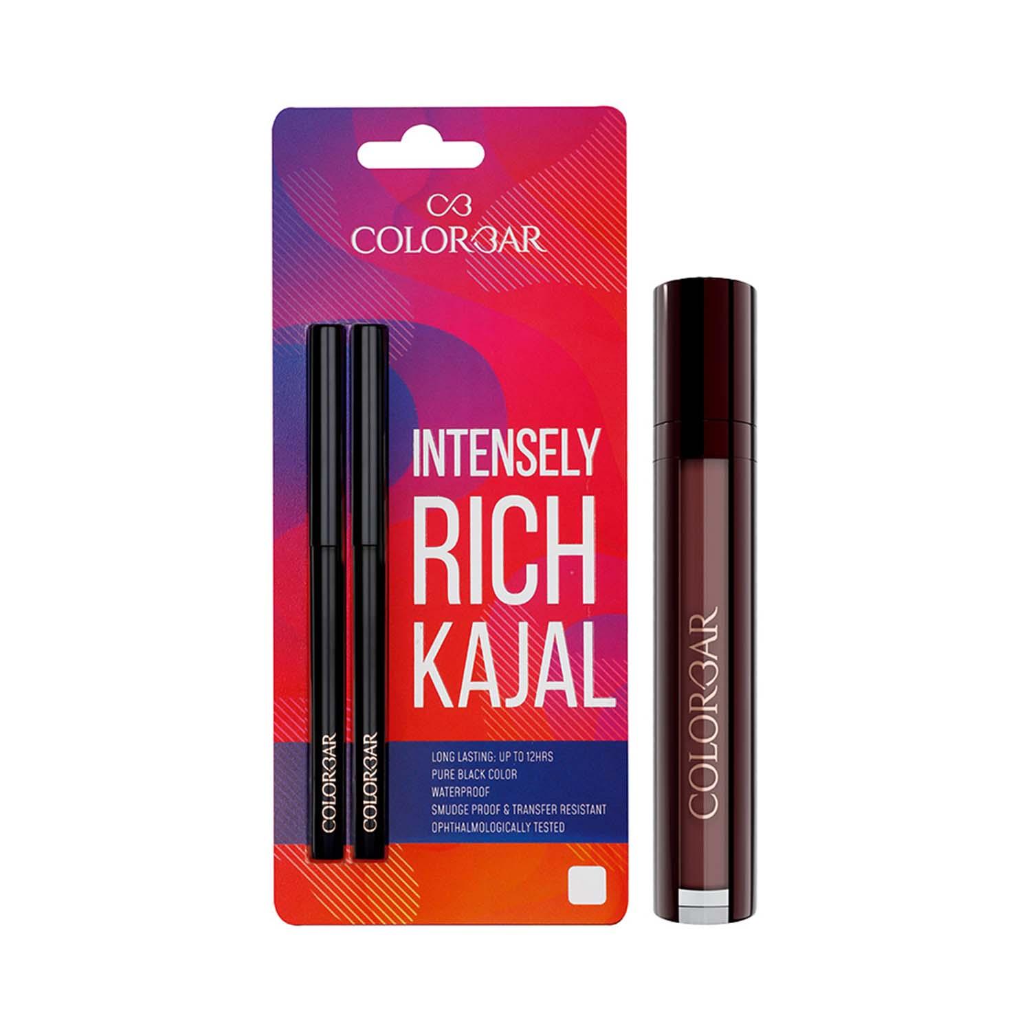 Colorbar Intensely Rich Kajal + Kissproof Lipstain - Haute Latte 007 Combo