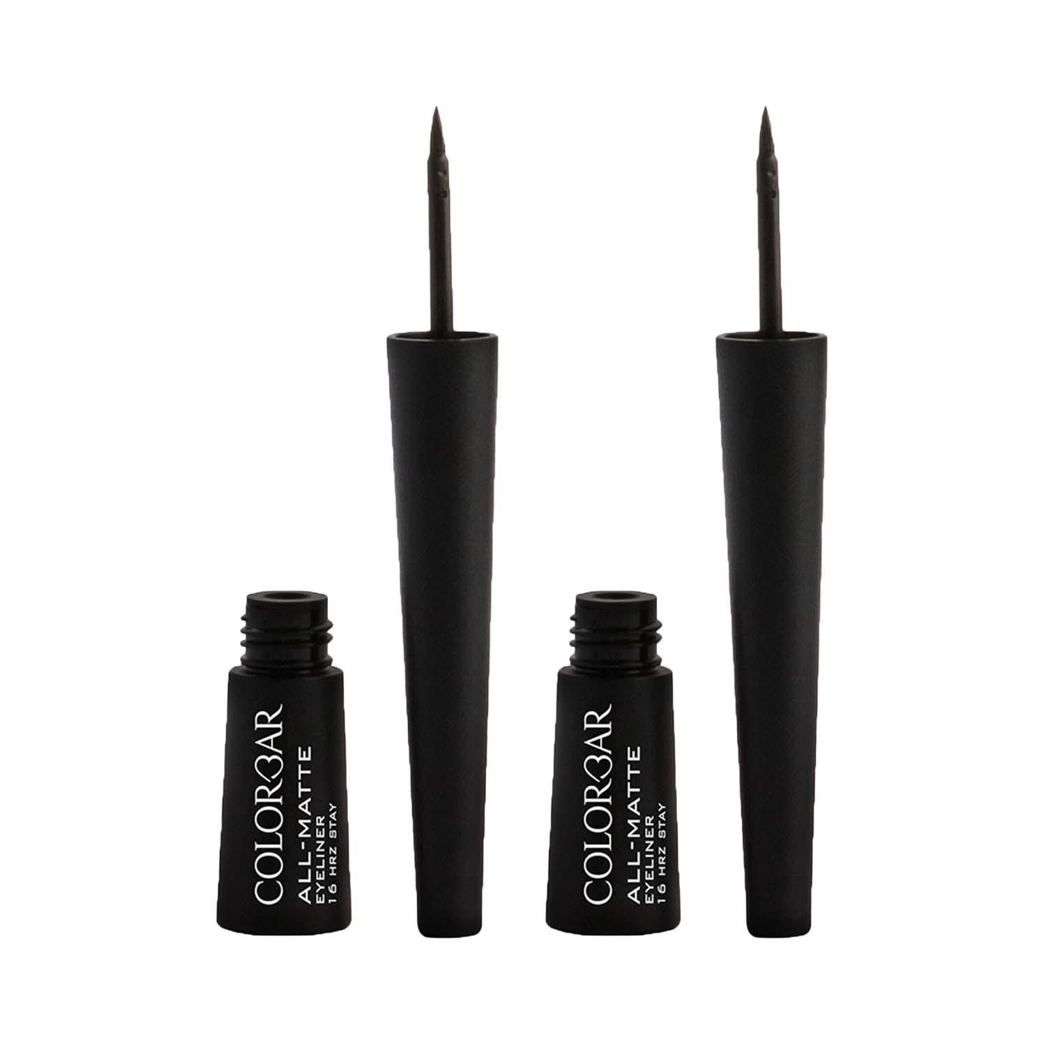 Colorbar | Colorbar All-Matte Eyeliner - Black, (2.5 ml) (Pack oF 2 ) Combo