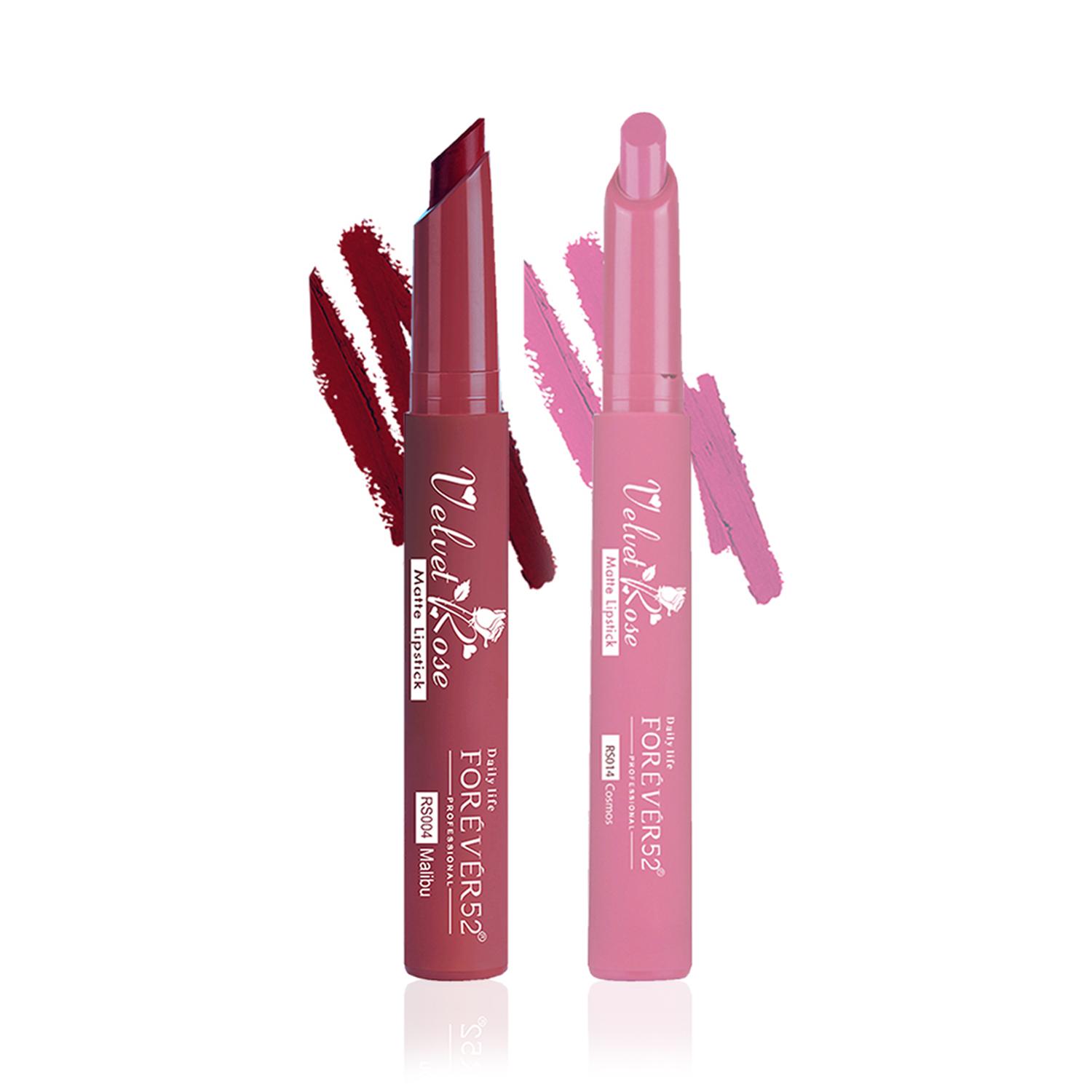 Daily Life Forever52 Velvet Rose Matte Lipstick Set of 2 Crayons Combo (Malibu,Cosmos)