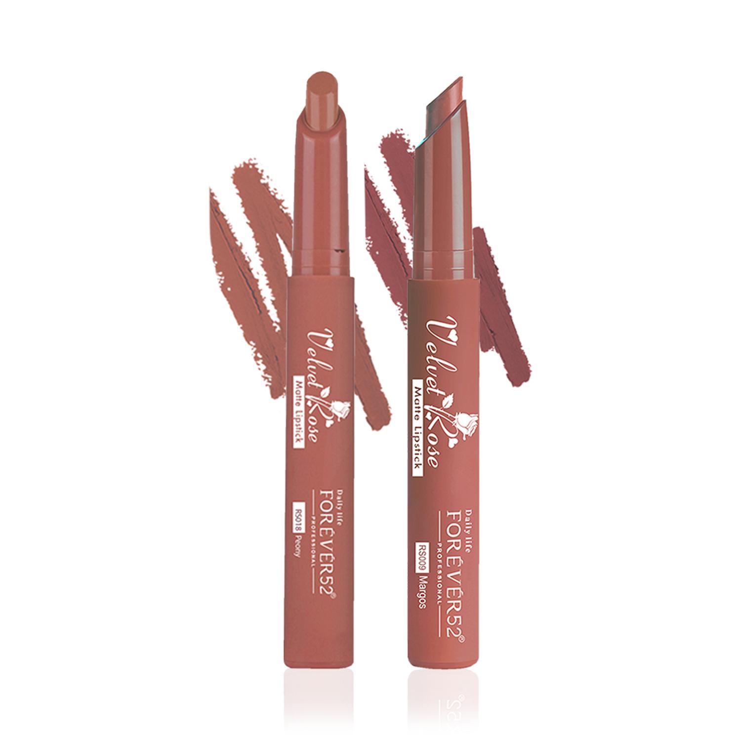 Daily Life Forever52 | Daily Life Forever52 Velvet Rose Matte Lipstick Set of 2 Crayons Combo (Margos,Peony)