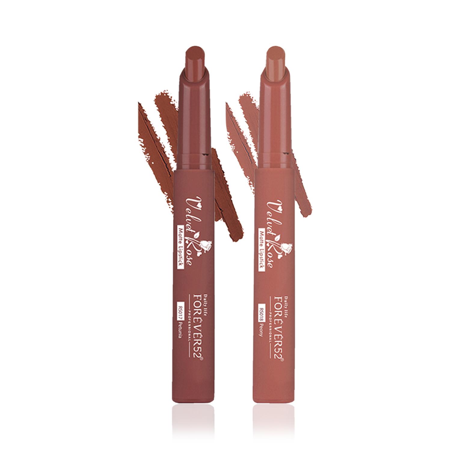 Daily Life Forever52 | Daily Life Forever52 Velvet Rose Matte Lipstick Set of 2 Crayons Combo - Nude Shades (Peony,Petunia)
