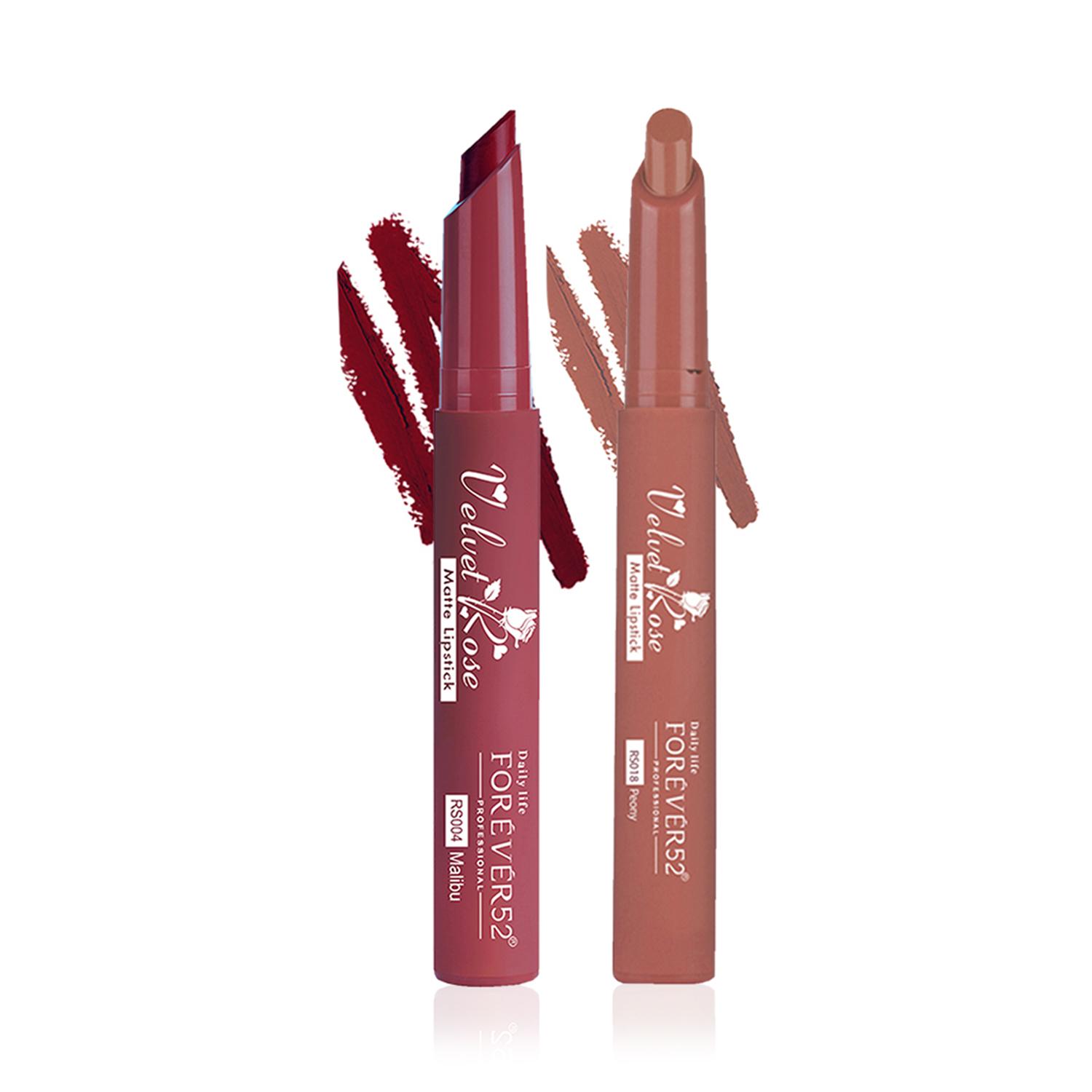 Daily Life Forever52 Velvet Rose Matte Lipstick Set of 2 Crayons Combo(Malibu,Peony)