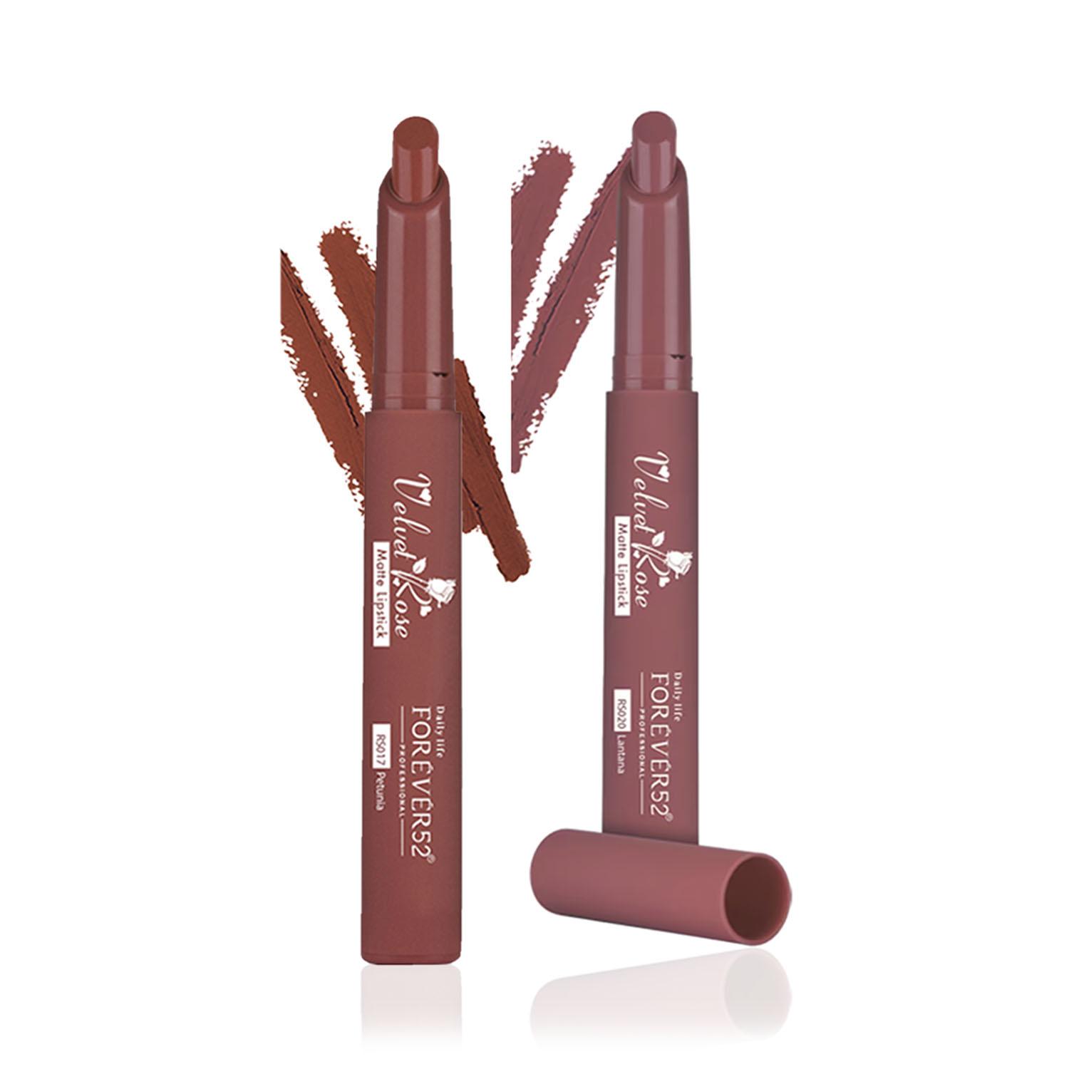 Daily Life Forever52 | Daily Life Forever52 Velvet Rose Matte Lipstick Set of 2 Crayons Combo (Petunia,Latana)