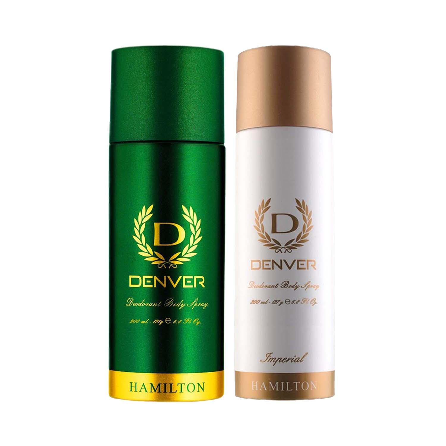 Denver | Denver Imperial & Hamilton Deodorant Body Spray for Men (Pack of 2) Combo