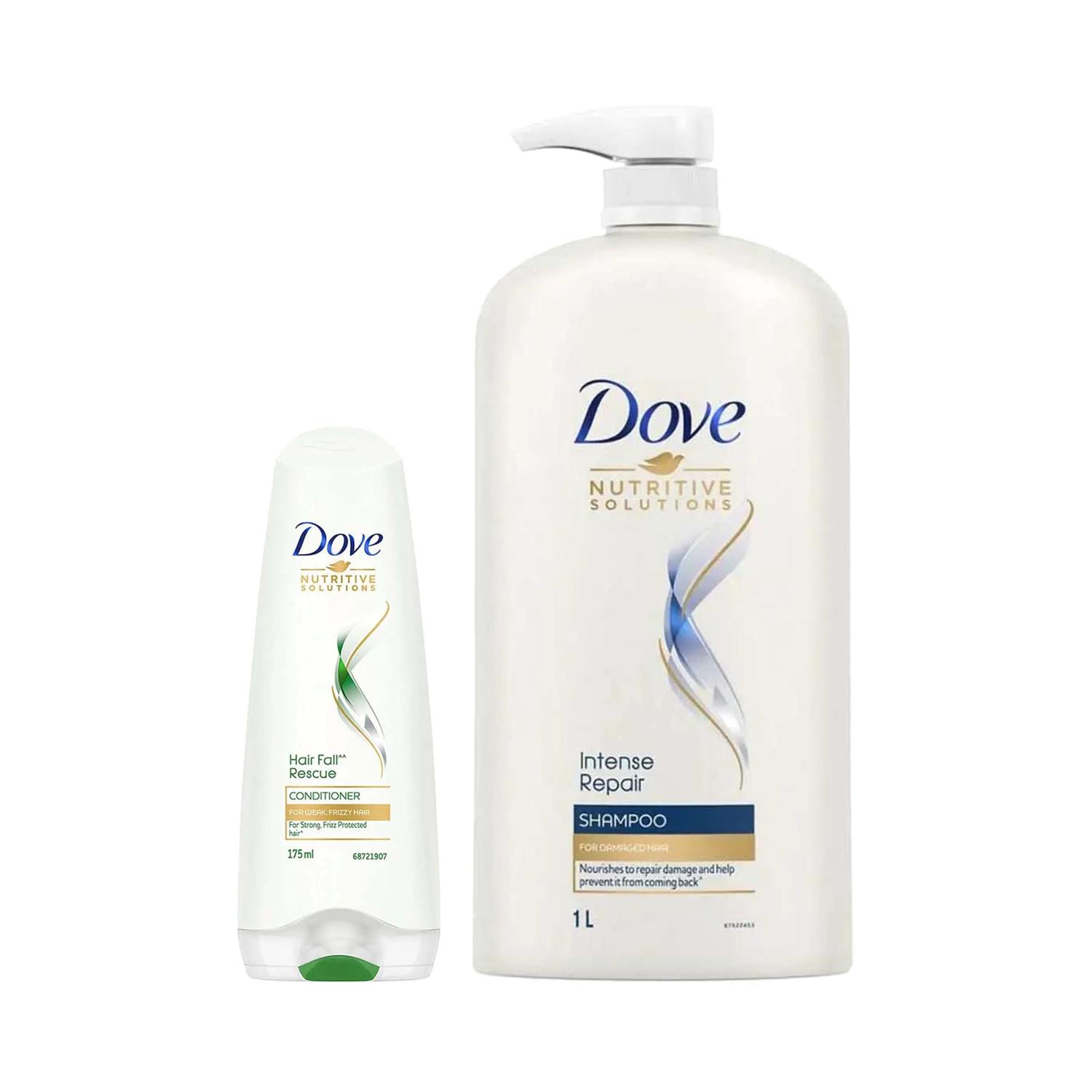 Dove | Dove Intense Repair Shampoo (1000 ml) + Hair Fall Rescue Conditioner (175 ml) Combo