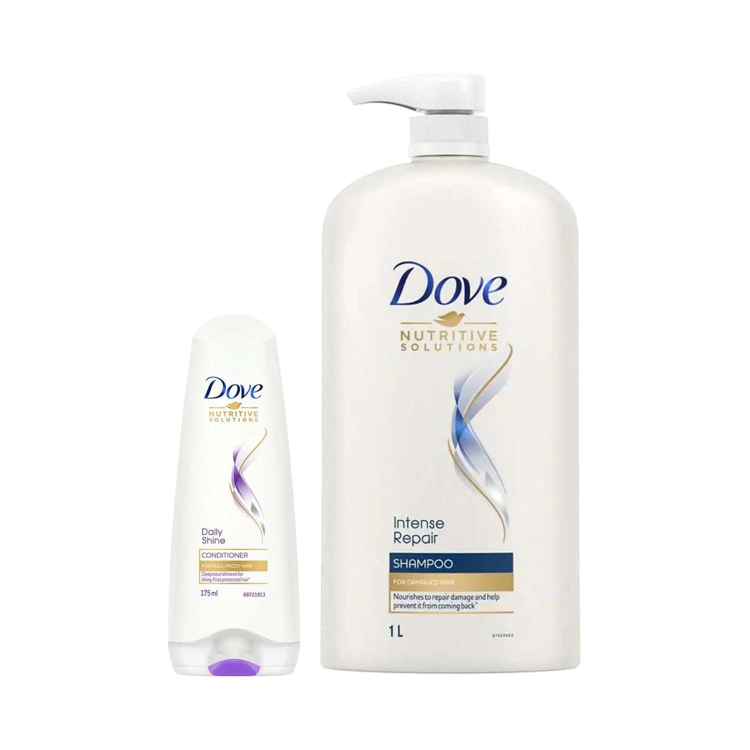 Dove | Dove Intense Repair Shampoo (1000 ml) + Daily Shine Conditioner (175 ml) Combo