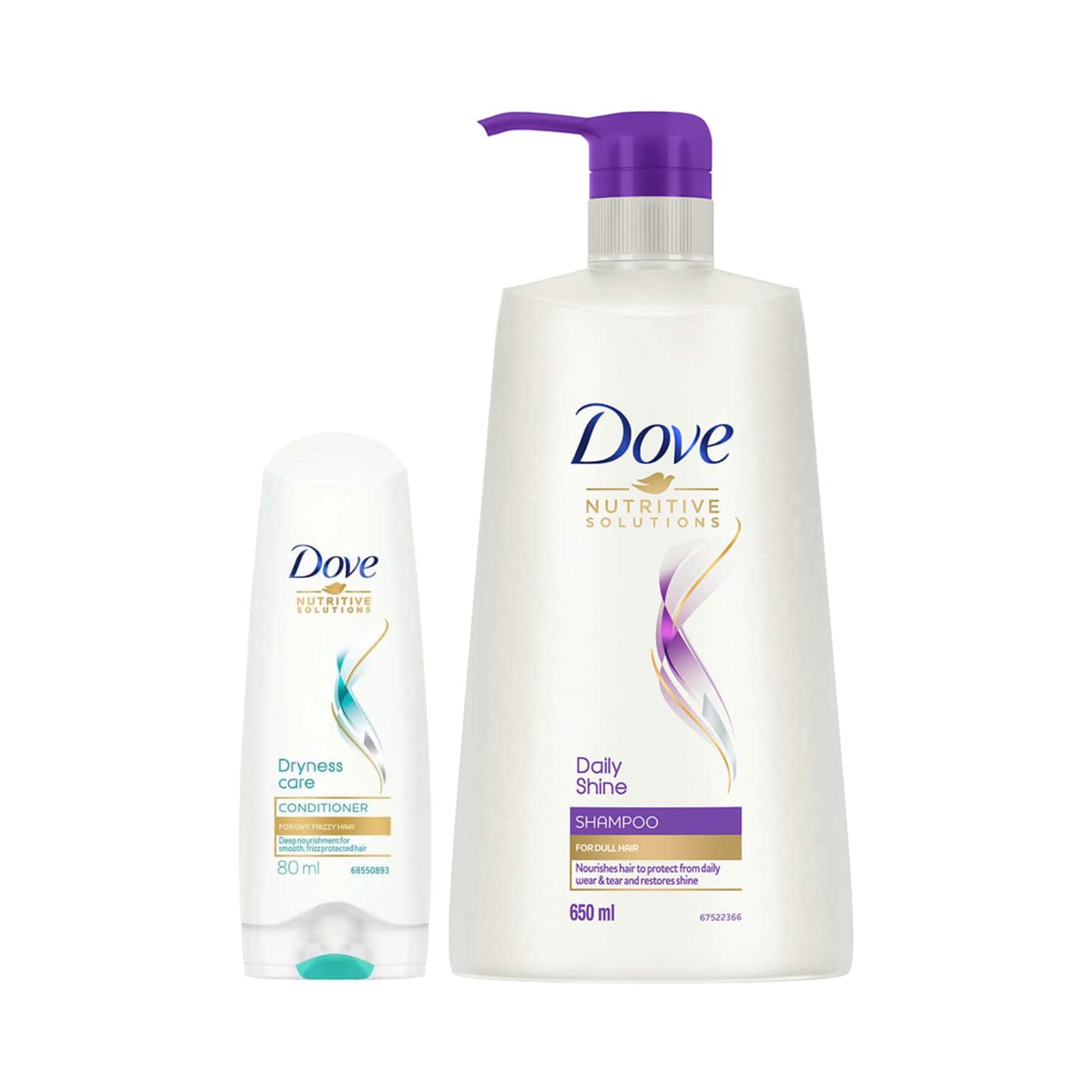Dove | Dove Daily Shine Shampoo (650 ml) + Dryness Care Conditioner (175 ml) Combo