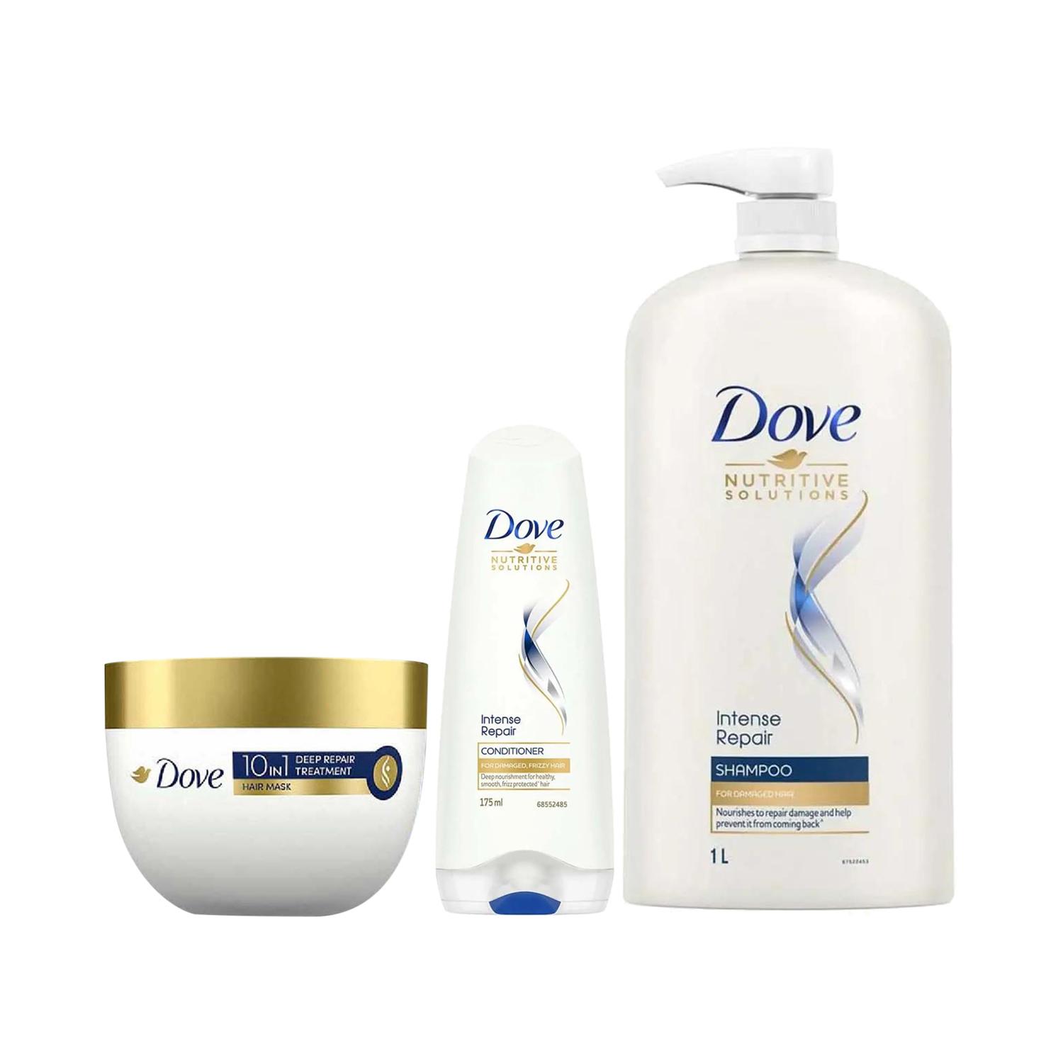 Dove | Dove Intense Repair Shampoo + Conditioner + 10 in 1 Deep Repair Treatment Hair Mask Combo