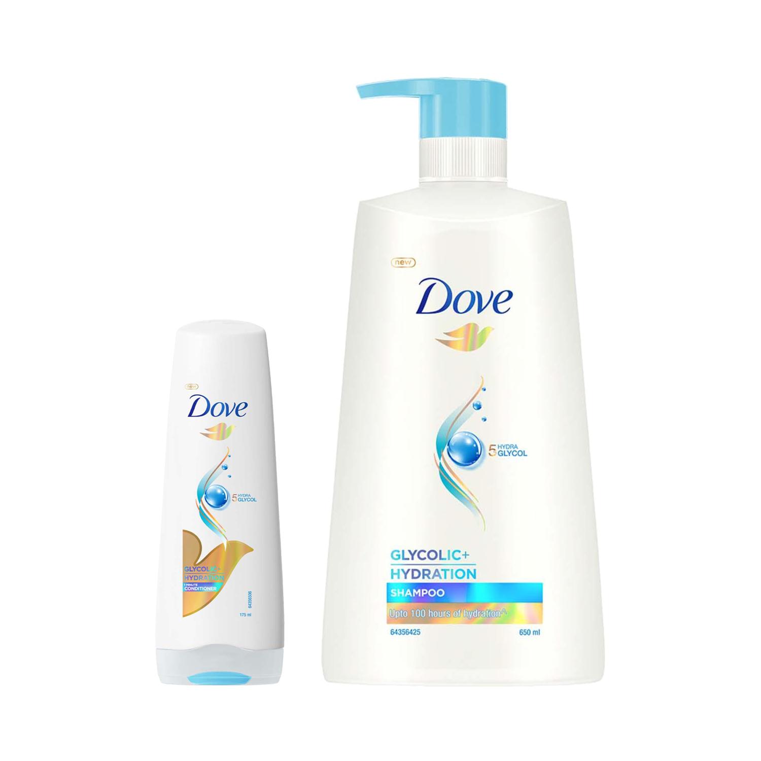 Dove | Dove Glycolic Hydration Combo - Shampoo (650 ml) + Conditioner (175 ml)