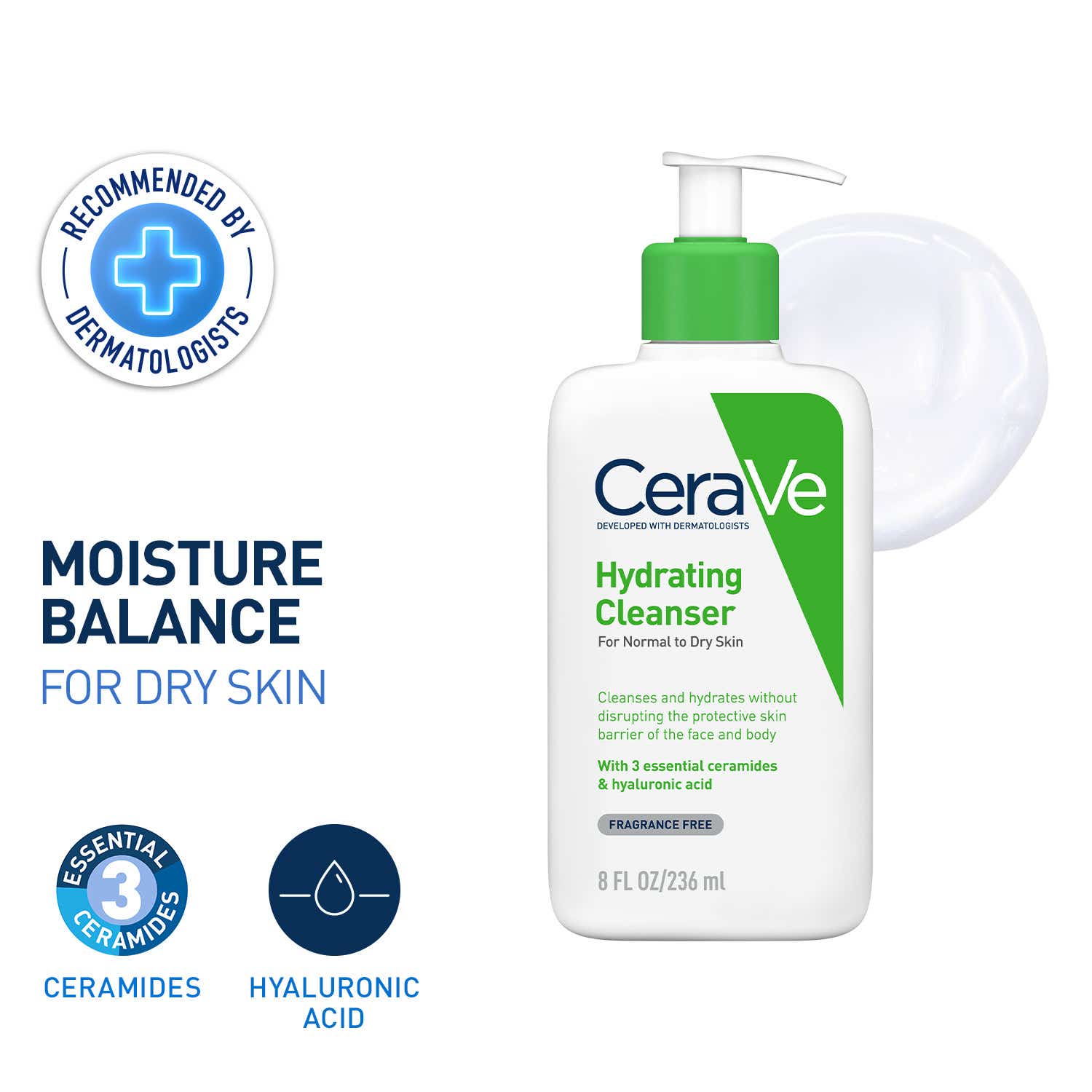 CeraVe | CeraVe Hydrating Cleanser Non-Foaming Face Wash for Dry Skin (236 ml)