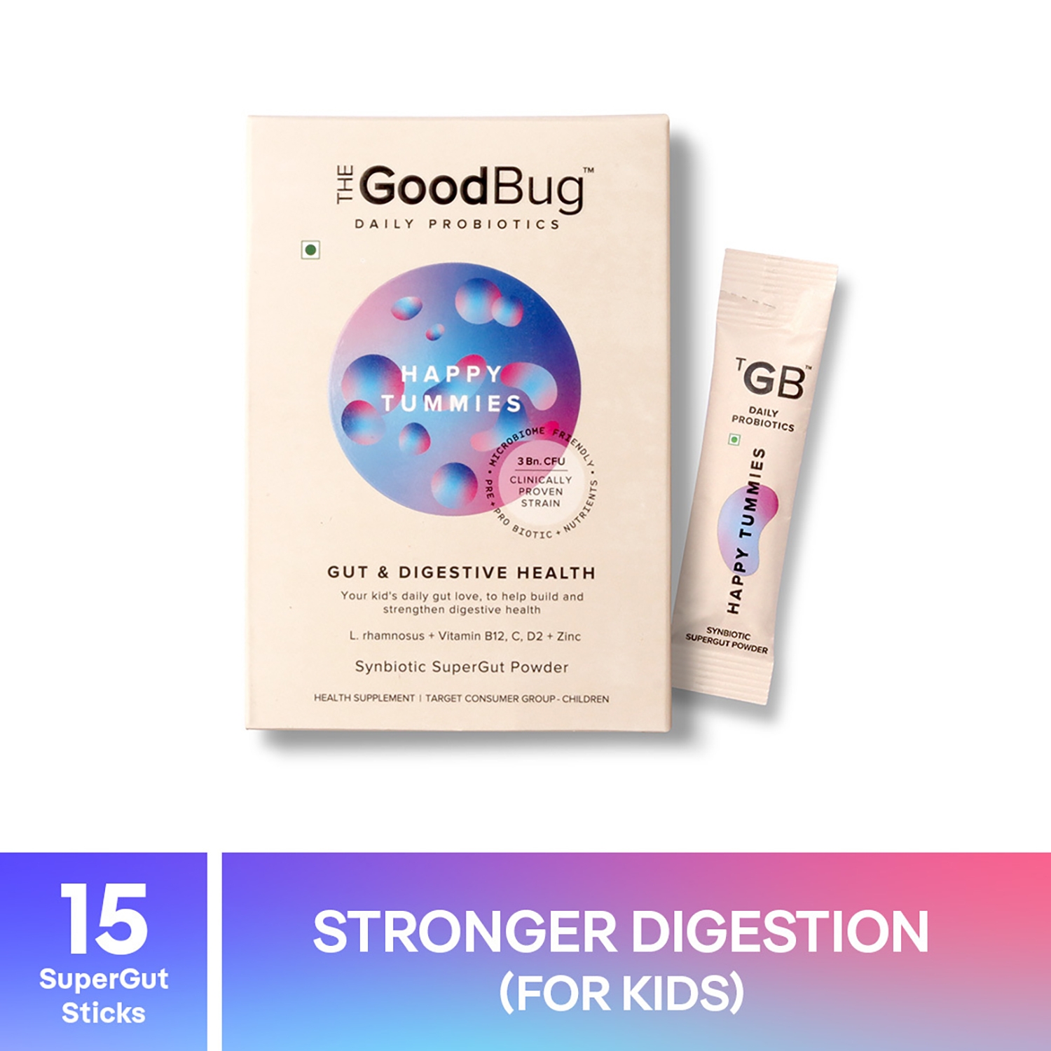 The Good Bug Happy Tummies SuperGut Powder Sachet For Gut & Digestive Health - (15 Pcs)