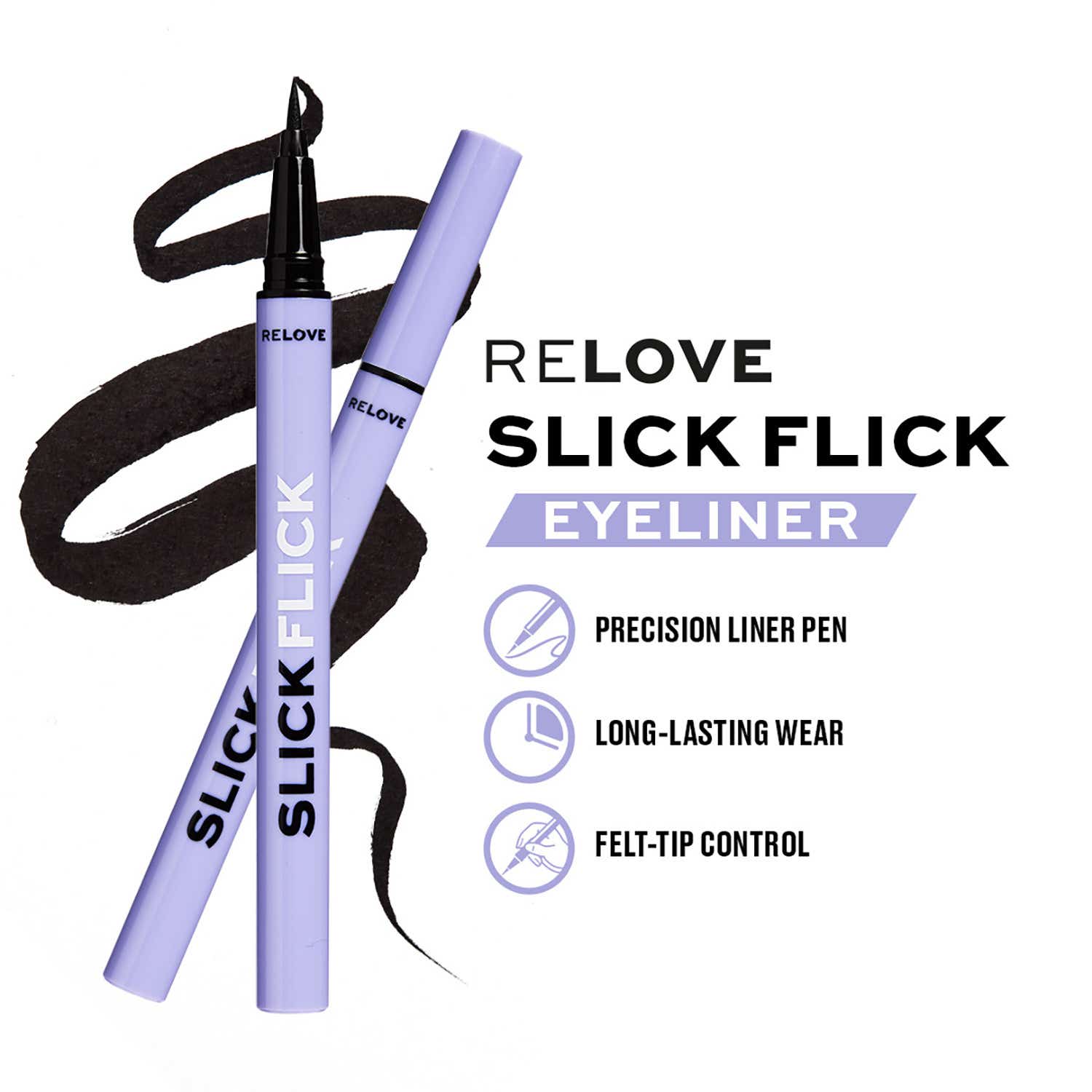 Makeup Revolution | Makeup Revolution Relove Slick Flick Eyeliner - Black (0.7 g)