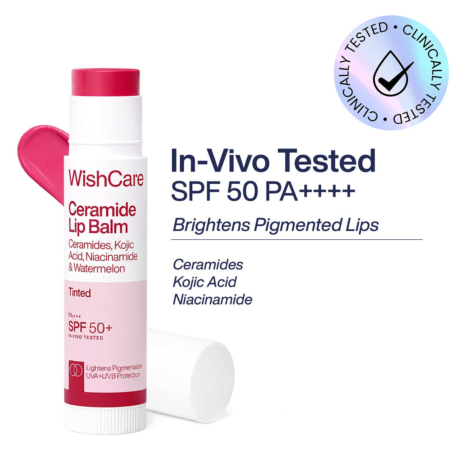 WishCare | WishCare Tinted Ceramide Lip Balm for Dark Pigmented Lips with SPF50 PA+++ Heals Chapped Lips (5 g)