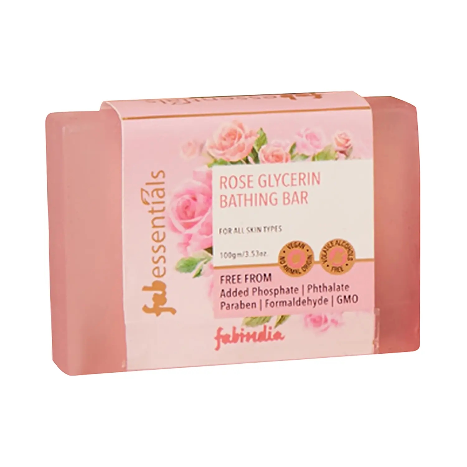 Fabessentials by Fabindia | Fabessentials by Fabindia Rose Glycerine Bathing Bar (100g)