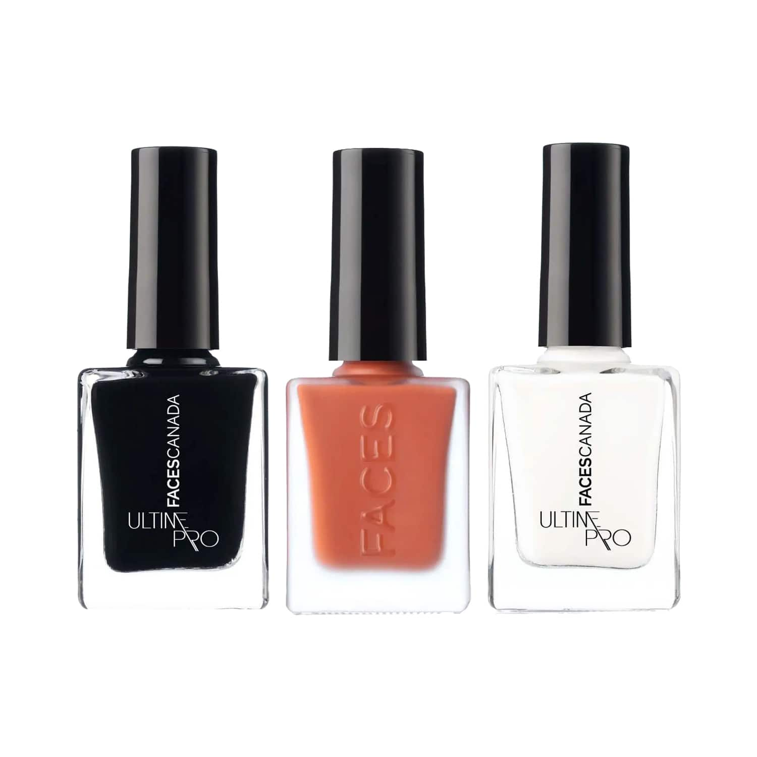 Faces Canada | Faces Canada Nail Enamel (Pack of 3) - Flame, Black Raven, Milky White (9mlx3) Combo