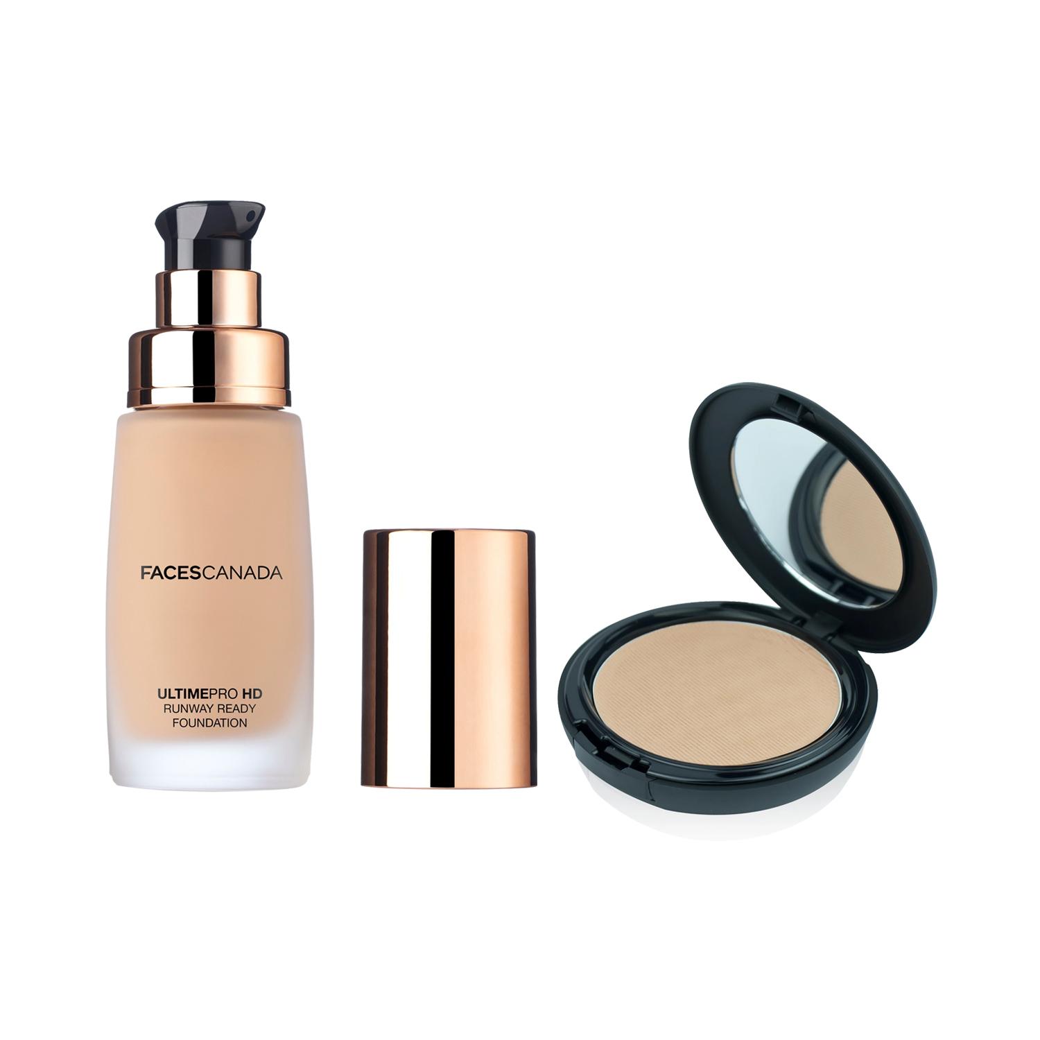 Faces Canada | Faces Canada HD Runway Ready Foundation - Beige (30ml) and Expert Cover Powder - Beige (9g) Combo