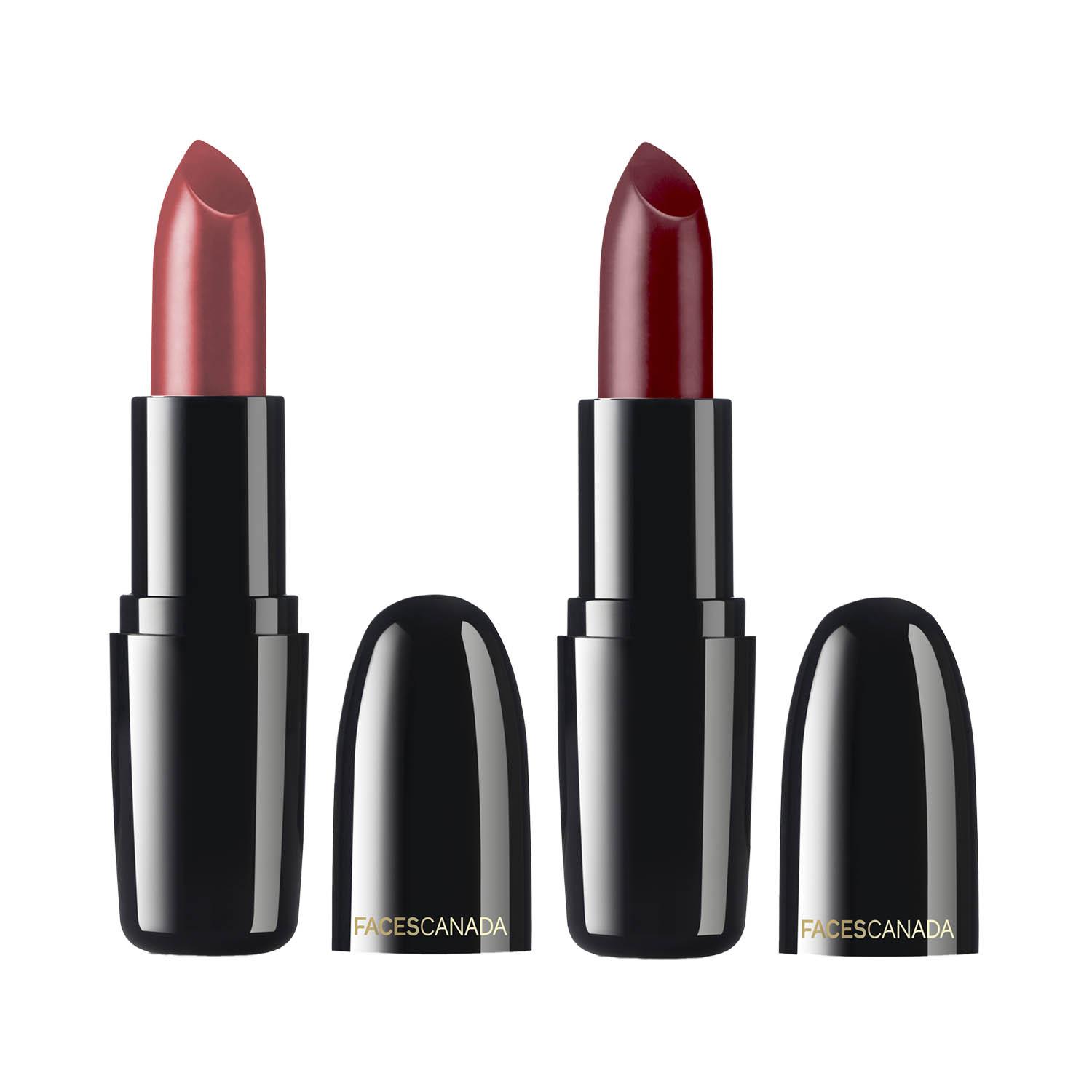 Faces Canada | Faces Canada Weightless Creme Finish Lipstick - Love Nude and Burgundy (4g x 2) Combo
