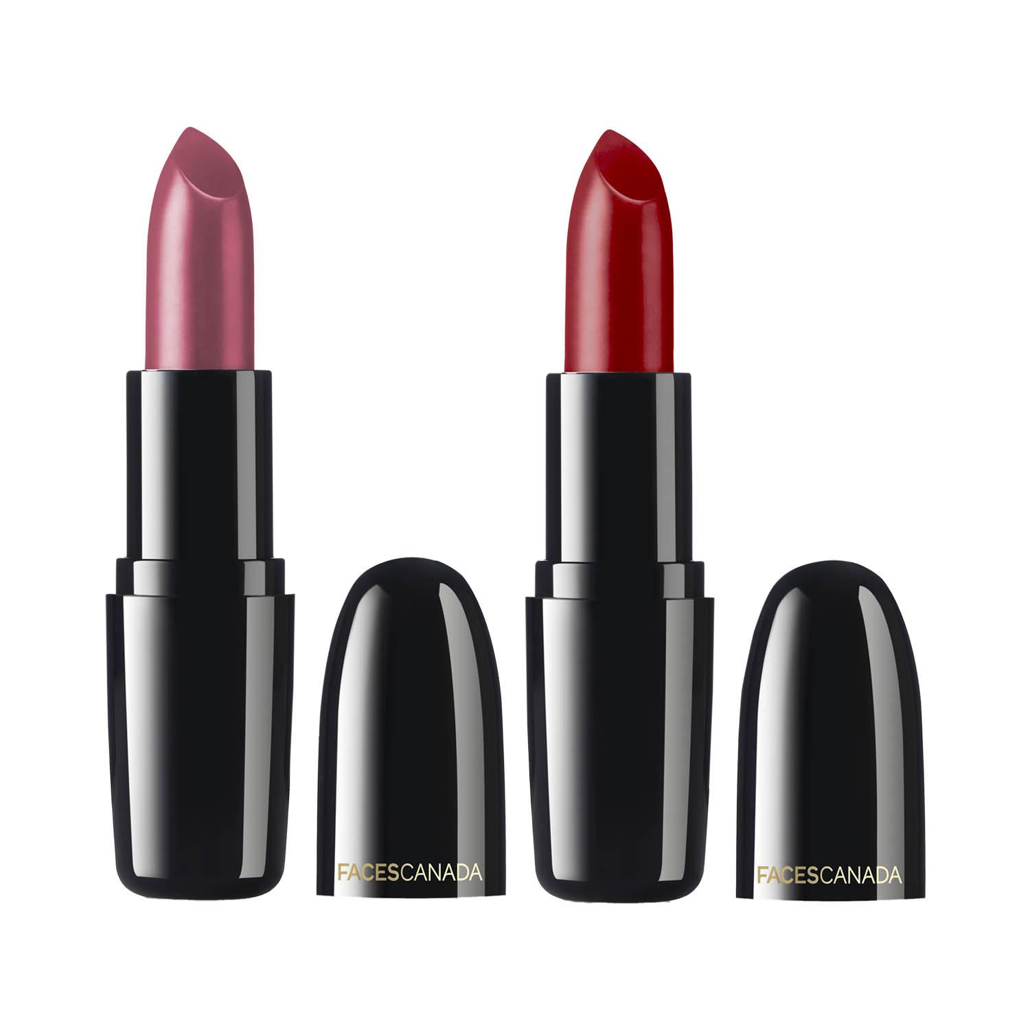 Faces Canada | Faces Canada Weightless Creme Finish Lipstick - Rock Solid and Rosewood (4g x 2) Combo