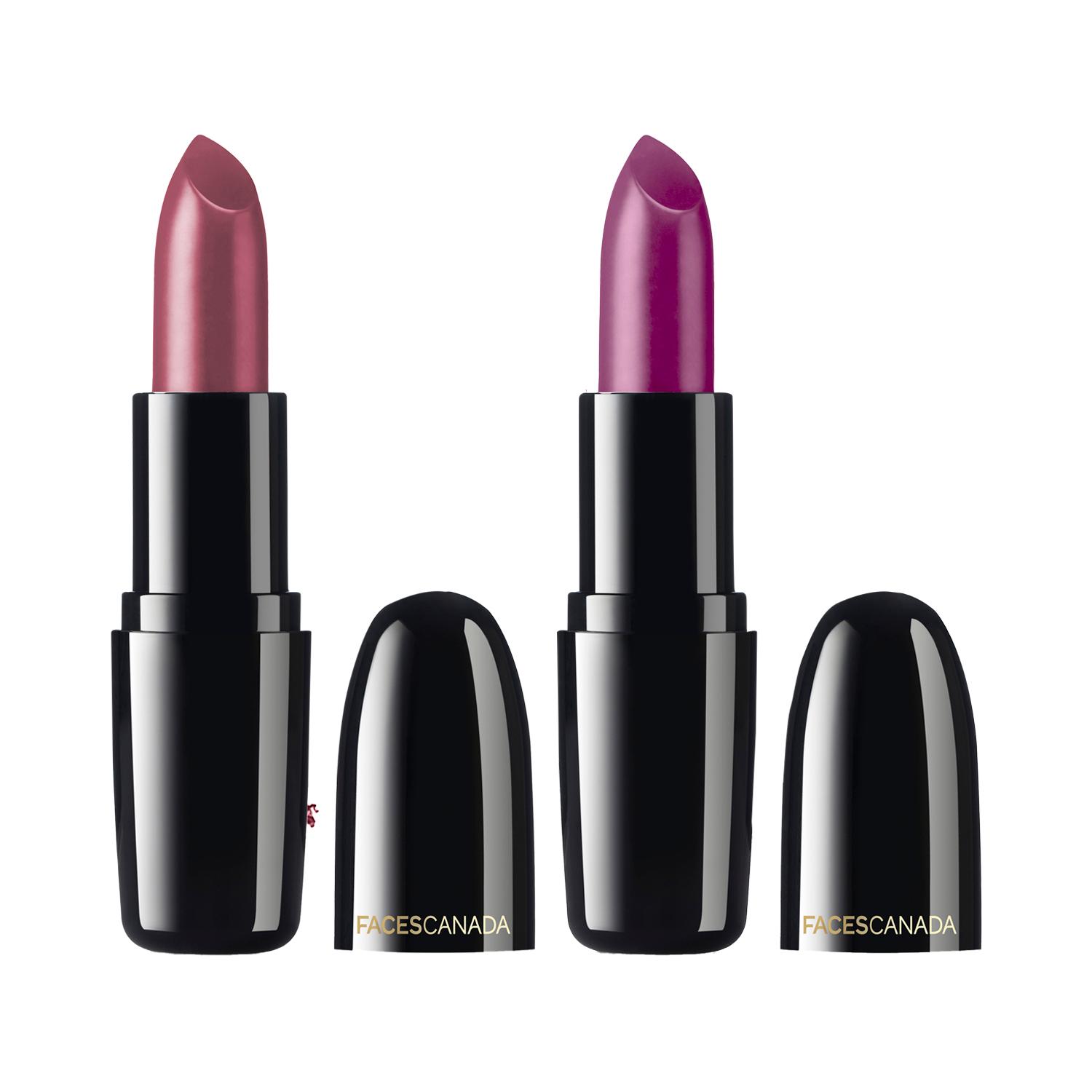 Faces Canada | Faces Canada Weightless Creme Finish Lipstick - Imperial Plum and Plum Peach (4g x 2) Combo