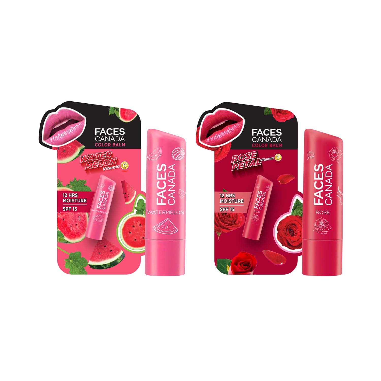 Faces Canada | Faces Canada Lip Balm Combo of 2 Watermelon + Rose Petal