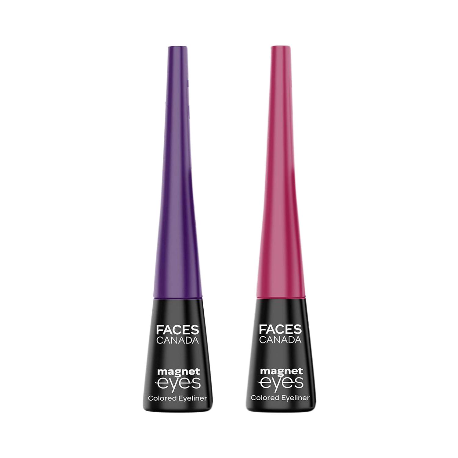 Faces Canada | Faces Canada Magneteyes Color Eyeliners of Dramatic Purple and Graceful Burgundy Combo (Pack of 2)