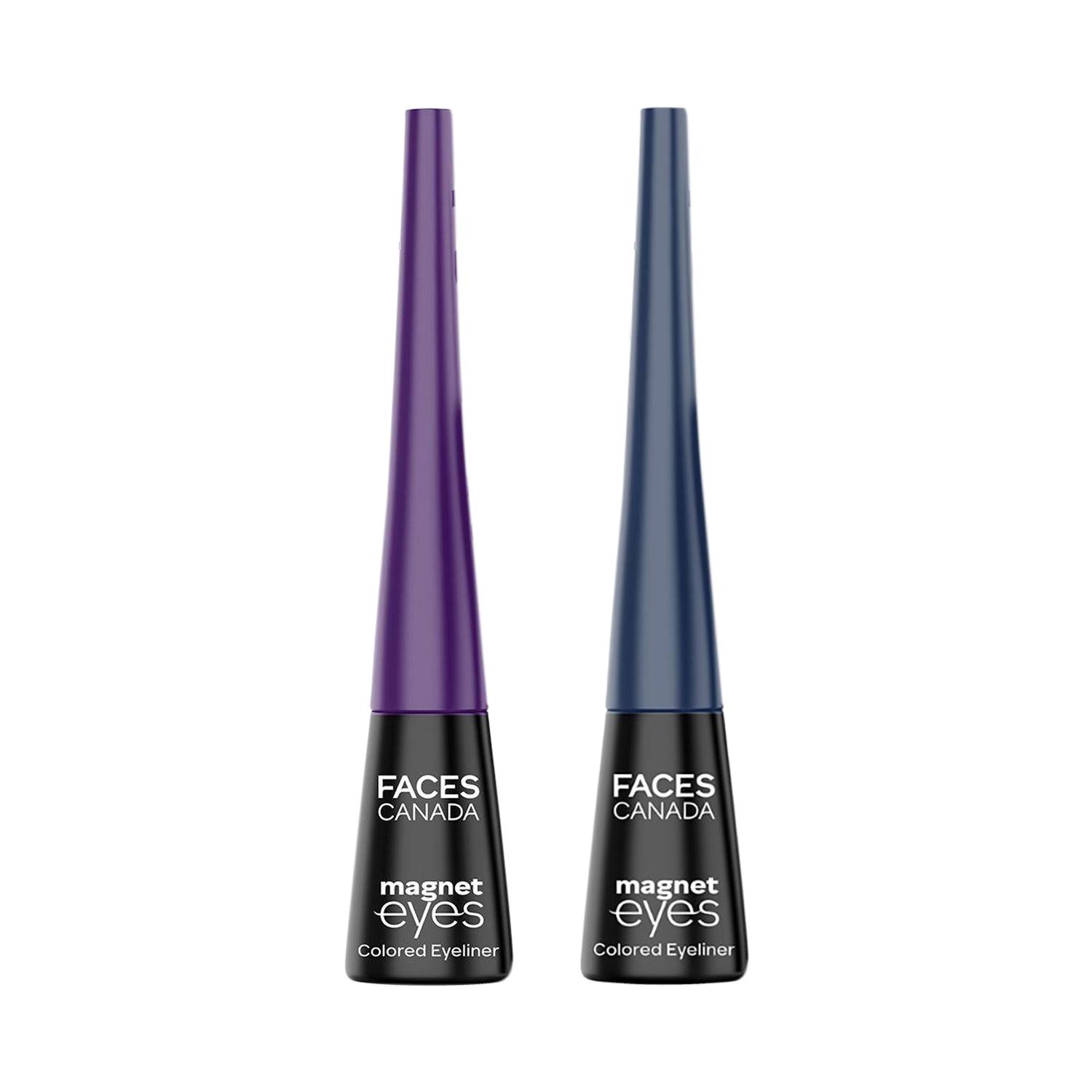 Faces Canada Magneteyes Color Eyeliners Dramatic Purple and Dazzling Blue Combo (Pack of 2)