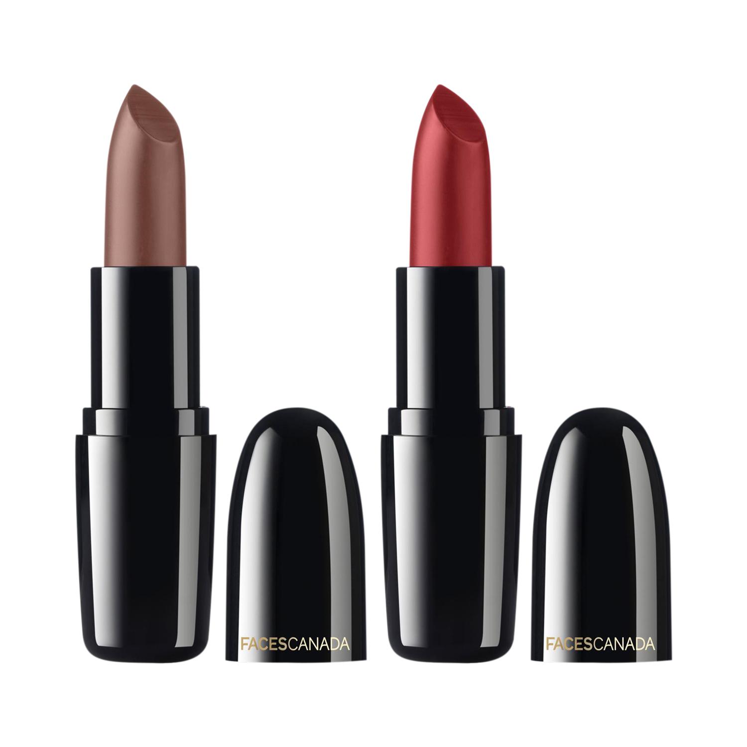 Faces Canada | Faces Canada Weightless Creme Finish Lipstick Combo - Rose Bouquet and Sweet Mocha