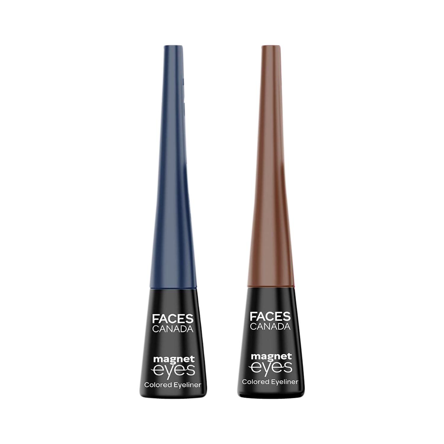 Faces Canada | Faces Canada Magneteyes Color Eyeliners Combo - Dazzling Blue and Powerful Brown (Pack of 2)