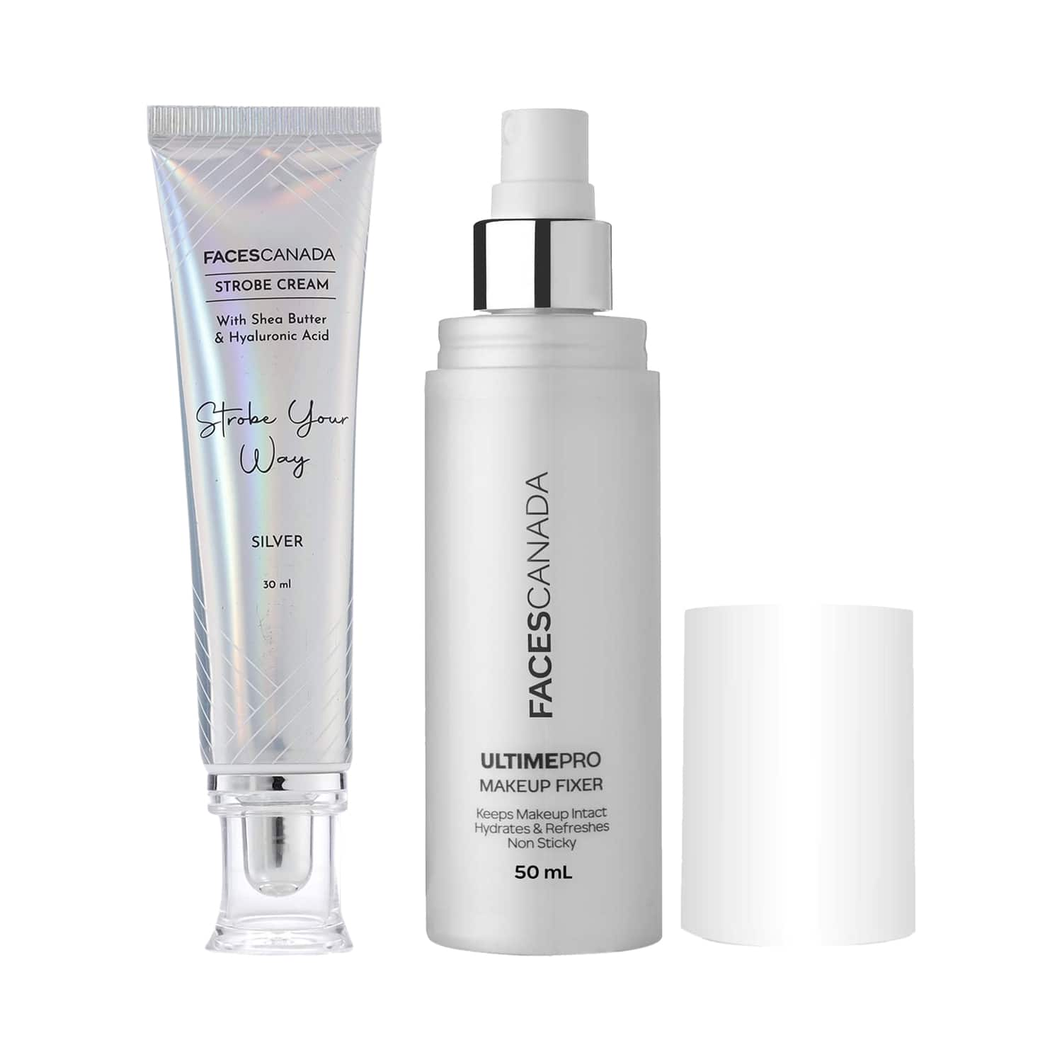 Faces Canada | Faces Canada Glow with the Flow Duo - Silver Strobe Cream (30 ml) & Ultime Pro Makeup Fixer (50 ml)