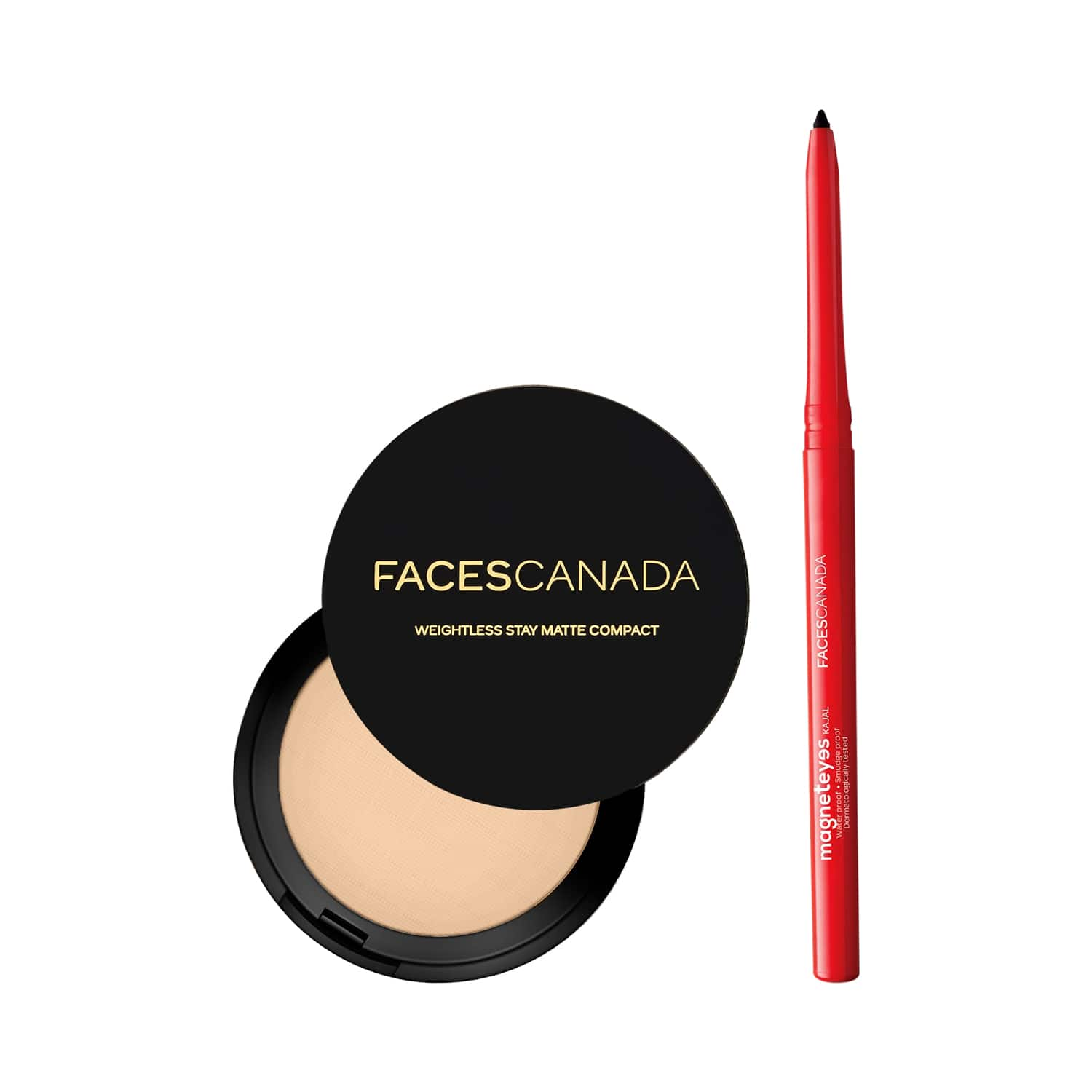 Faces Canada | Faces Canada Eye & Face Combo - Magneteyes Kajal + Weightless Compact (Natural)