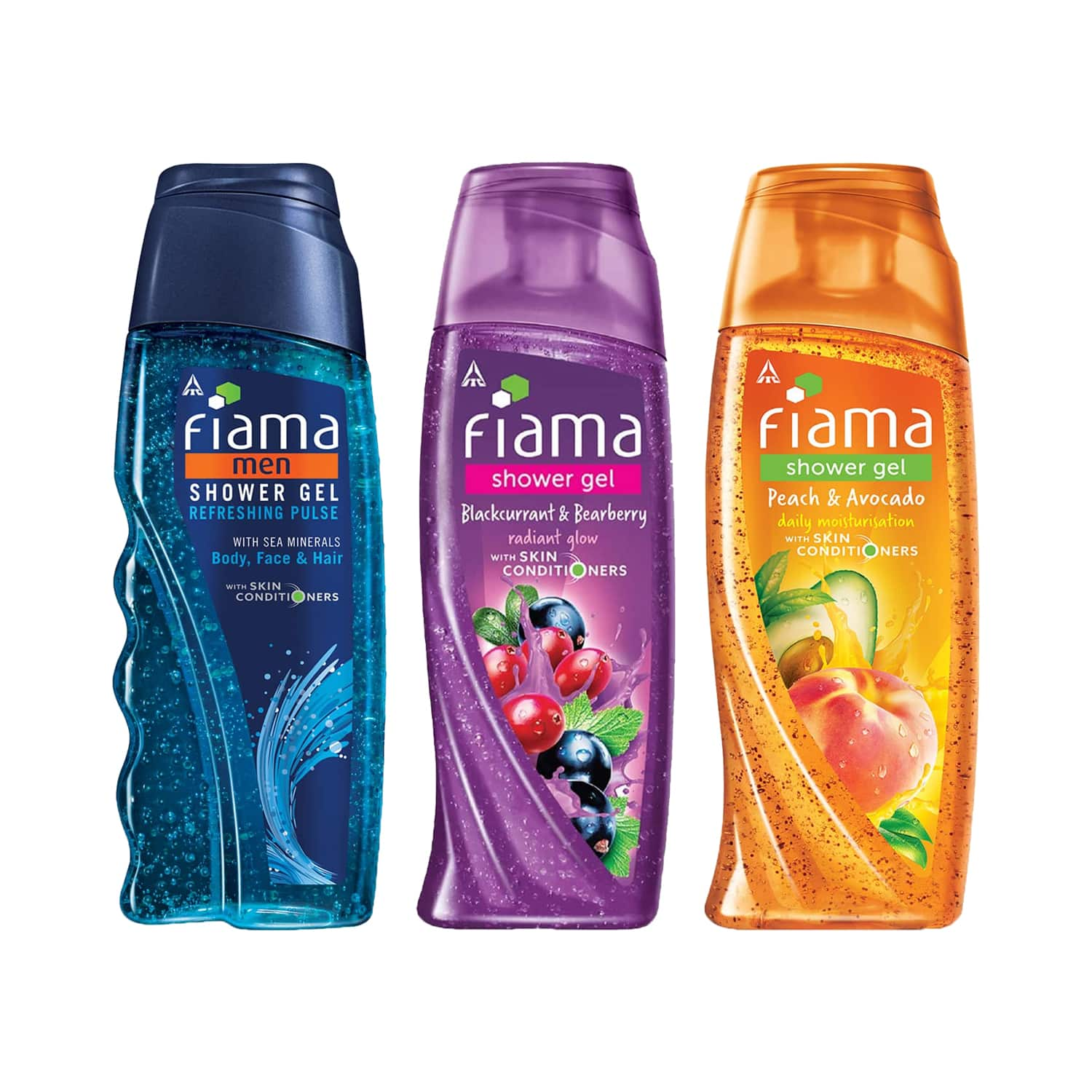 Fiama | Fiama Blackcurrant & Bearberry + Peach & Avocado Moisturised + Men Refreshing Pulse Shower Gel Combo