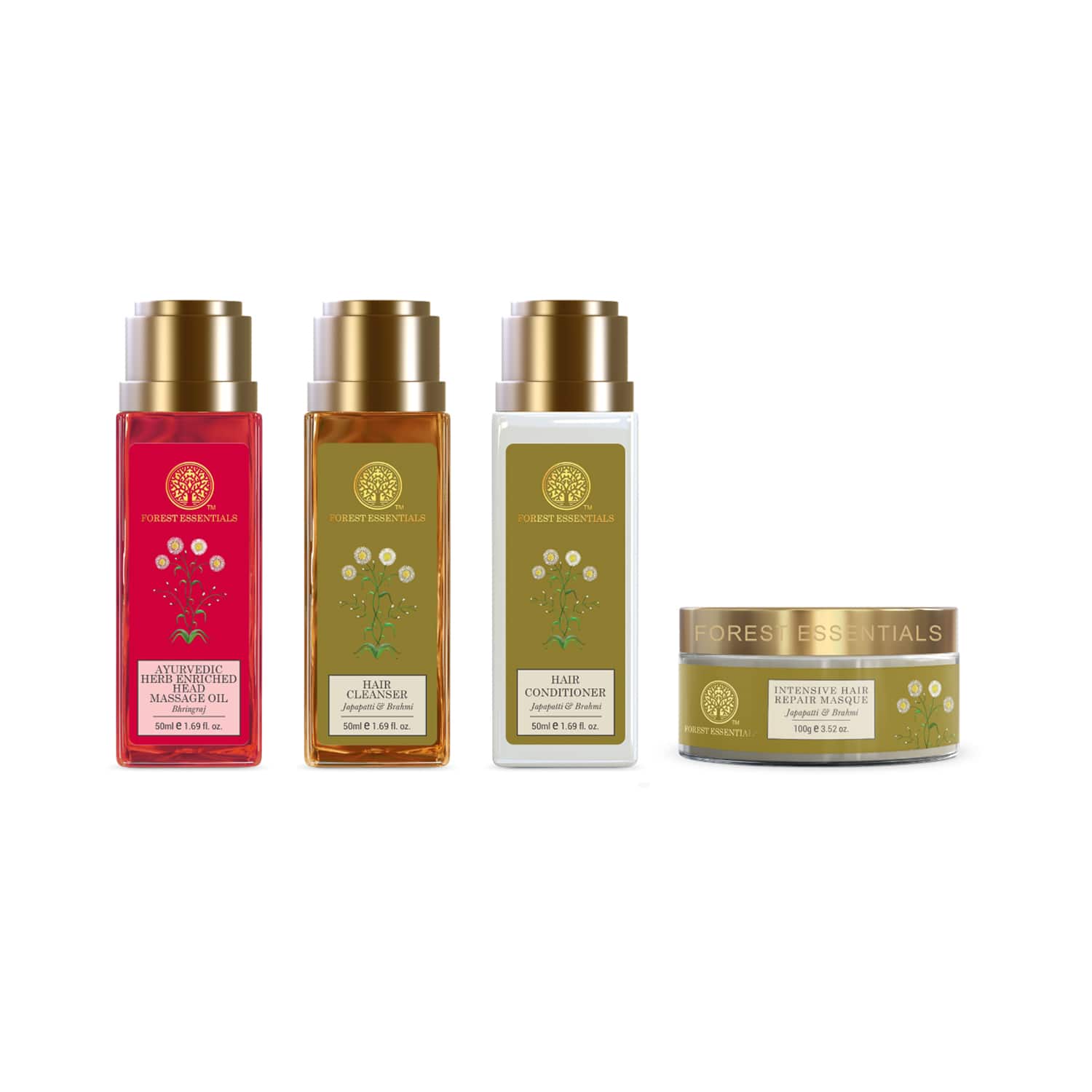 Forest Essentials | Forest Essentials Mini Hair Ritual For Nourished Hair, 4-Step Intense Repair Regime