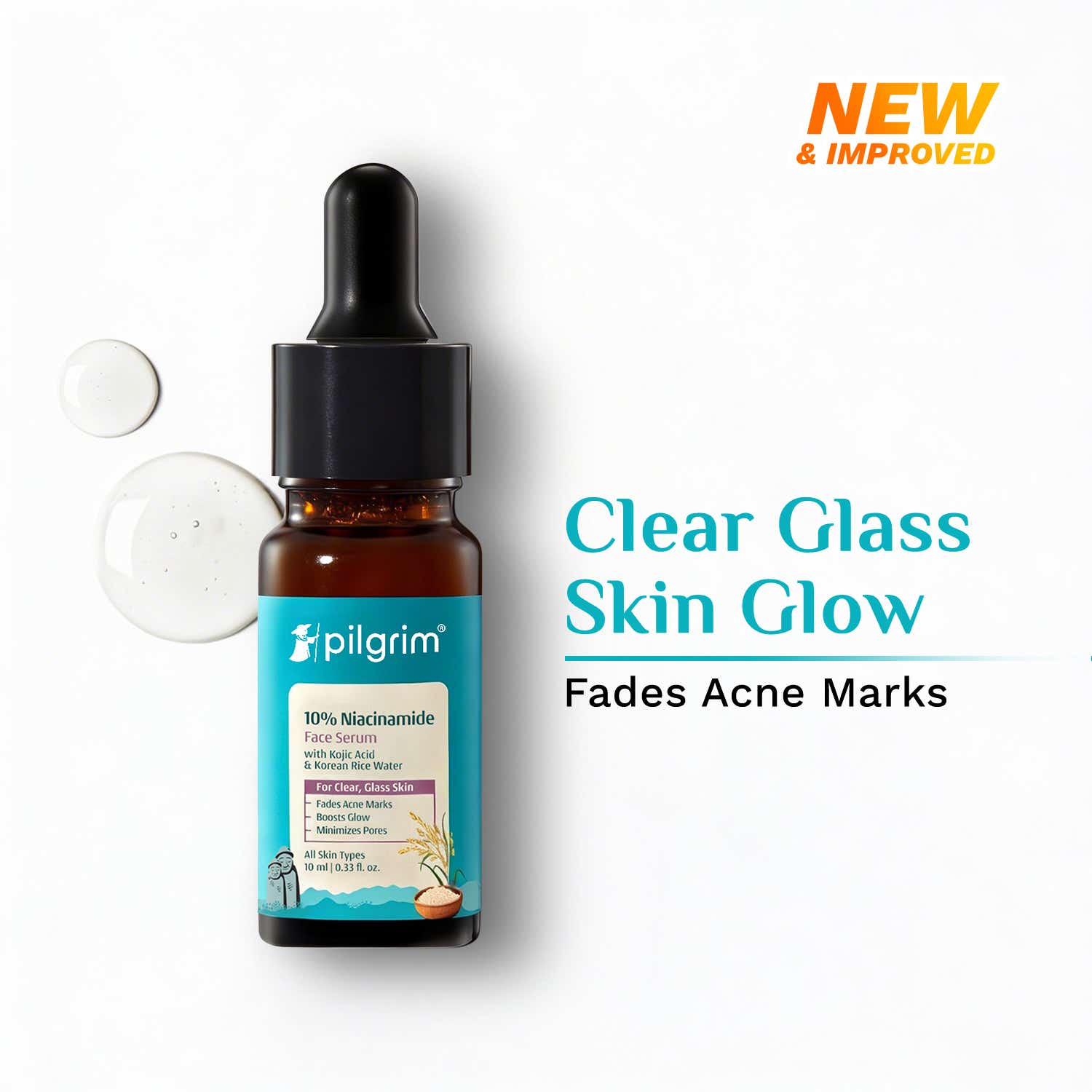 Pilgrim | Pilgrim 10% Niacinamide with Kojic Acid & Korean Rice Water Face Serum For Clear & Glass Skin (10 ml)