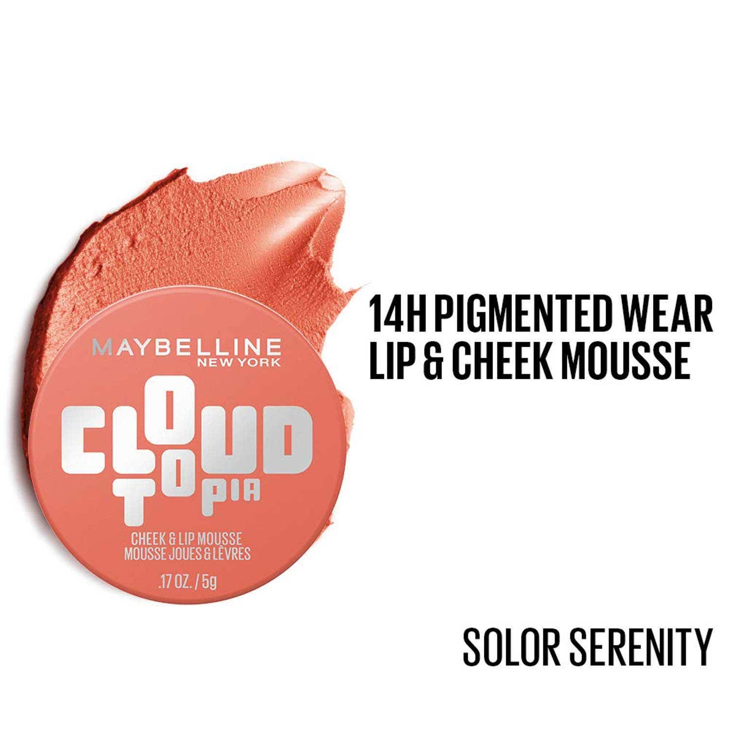 Maybelline New York | Maybelline Cloudtopia Cheek & Lip Mousse Blush, Lightweight Mousse - 10 Solar Serenity (5 g)