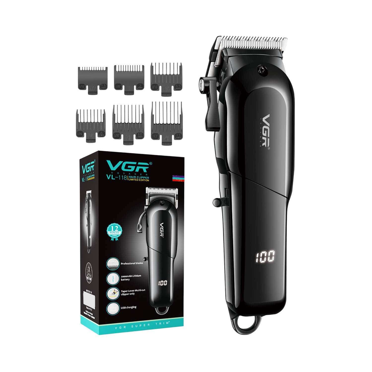 VGR | VGR VL-118 Professional Hair Clipper for Salon with Stainless Steel Blade 2000mAh Battery
