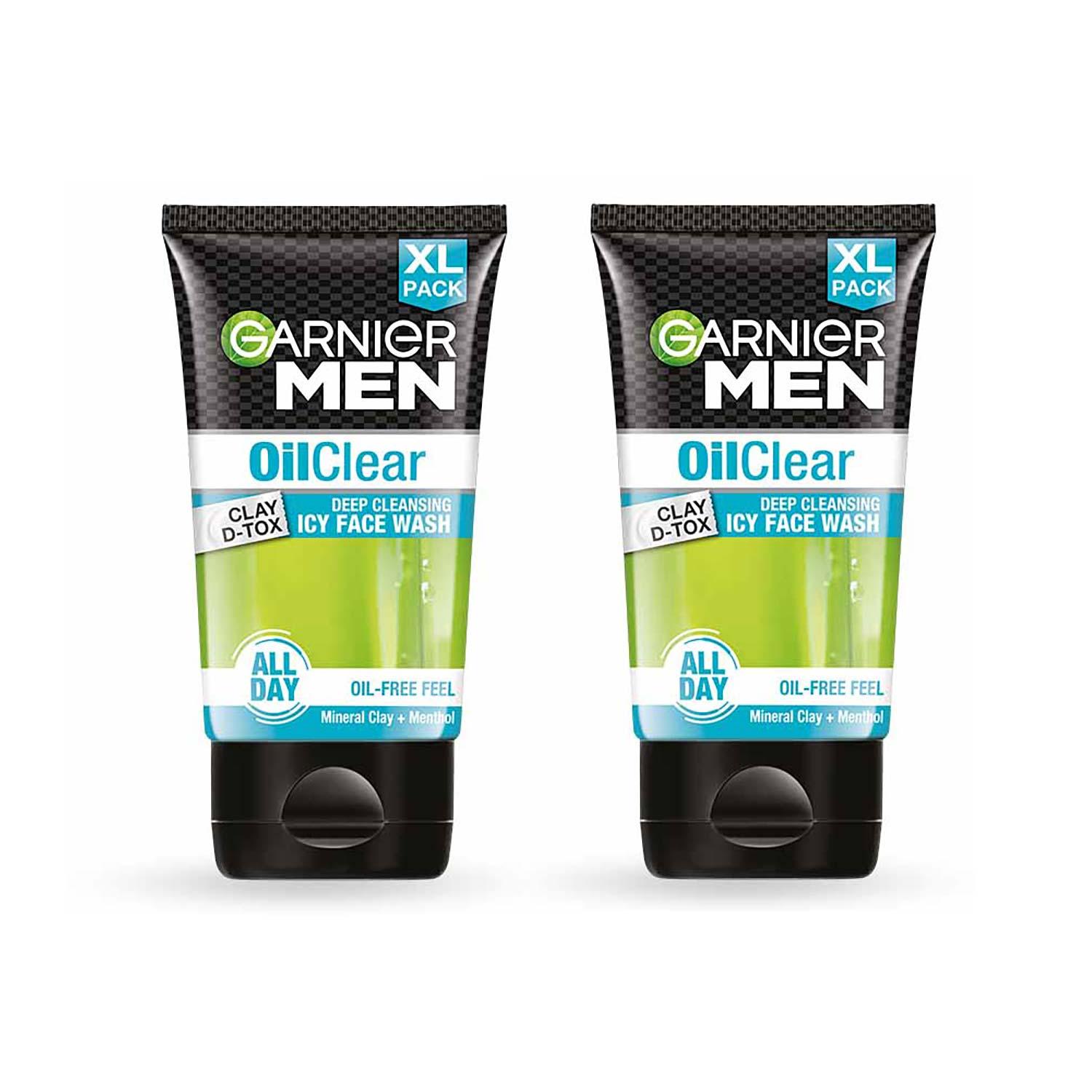 Garnier | Garnier Men Oil Clear Face Wash, Clay D-Tox Deep Cleansing Icy Face Wash for Oily Skin (Pack of 2)