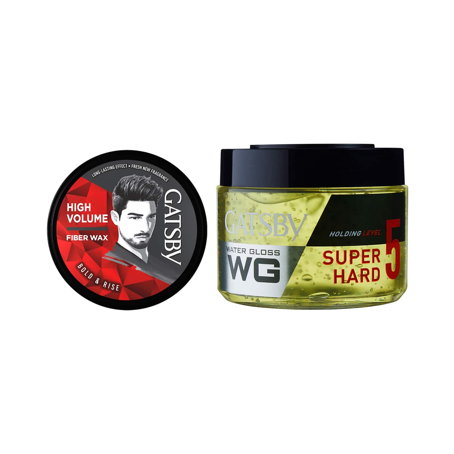 Gatsby | Gatsby Bold & Rise High Volume Fiber Wax (75g) & Level 5 Water Gloss Super Hard (300g) Combo