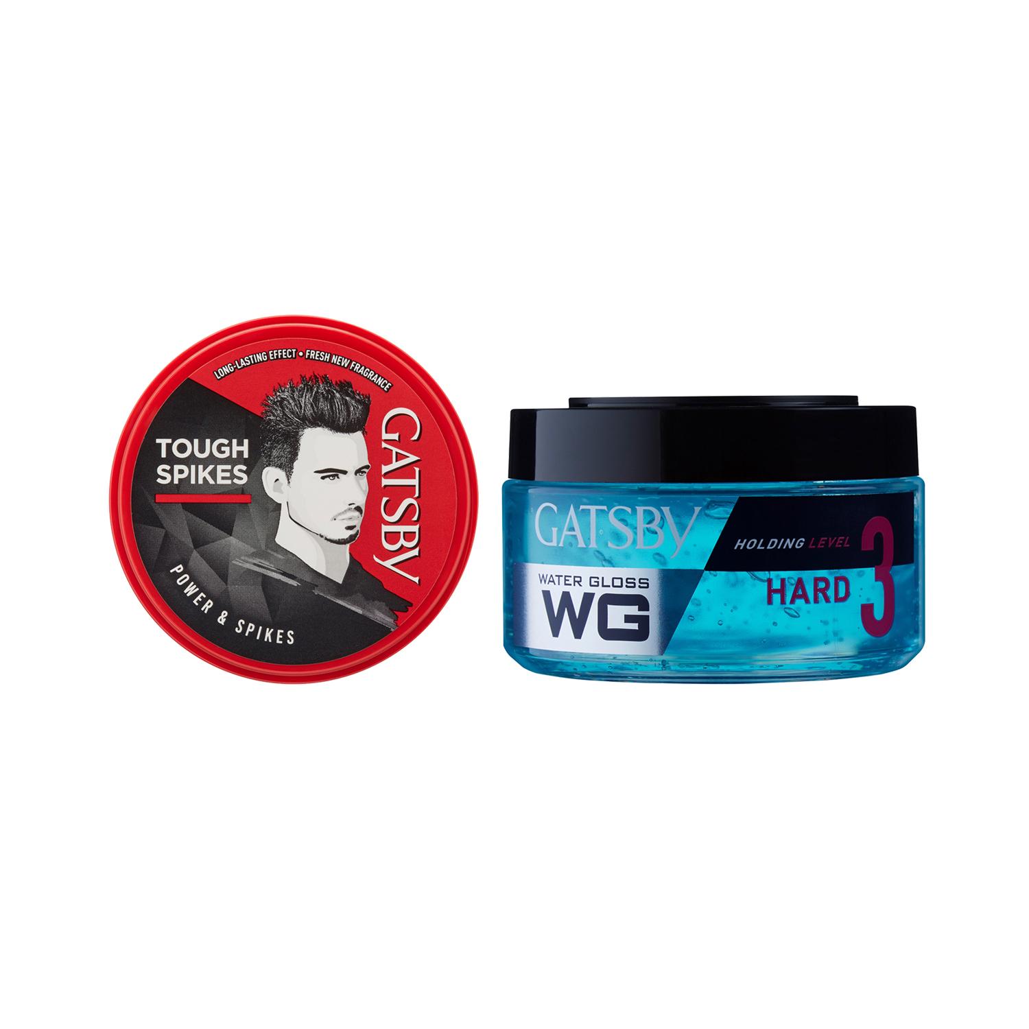 Gatsby | Gatsby Power & Spikes Hair Styling Wax (75g) & Level 3 Water Gloss Hard (150g) Combo