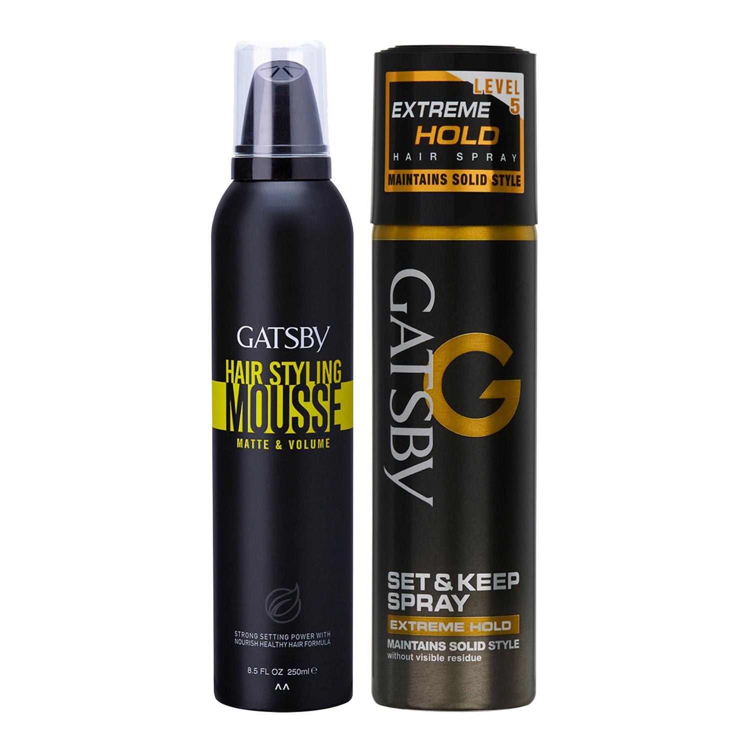 Gatsby | Gatsby Hair Styling Mousse (250 ml) & Extreme Hold Set Keep Hair Spray (66 ml) Combo
