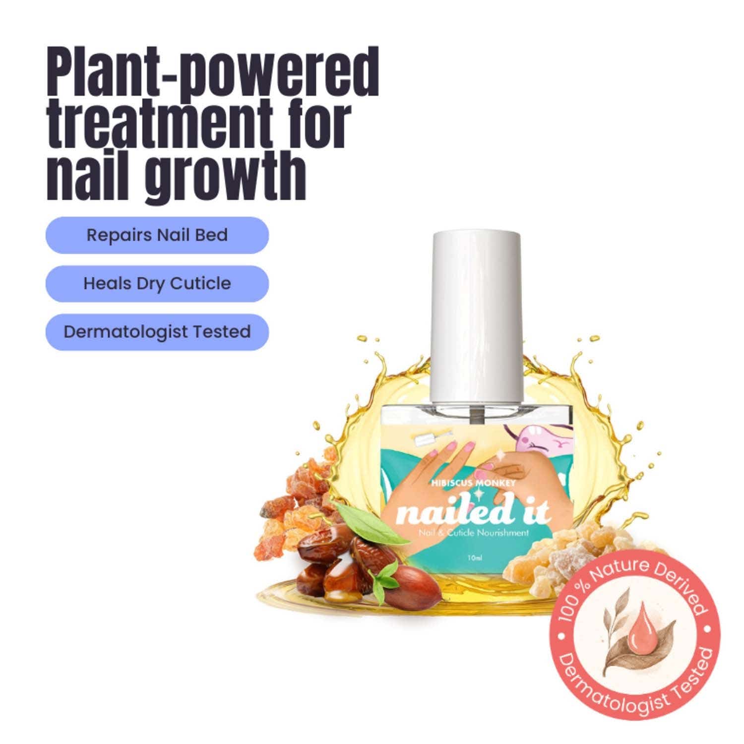 Hibiscus Monkey | Hibiscus Monkey Nailed It Nail & Cuticle Oil for Brittle, Thin & Damaged Nails, Boosts Nail (10ml)