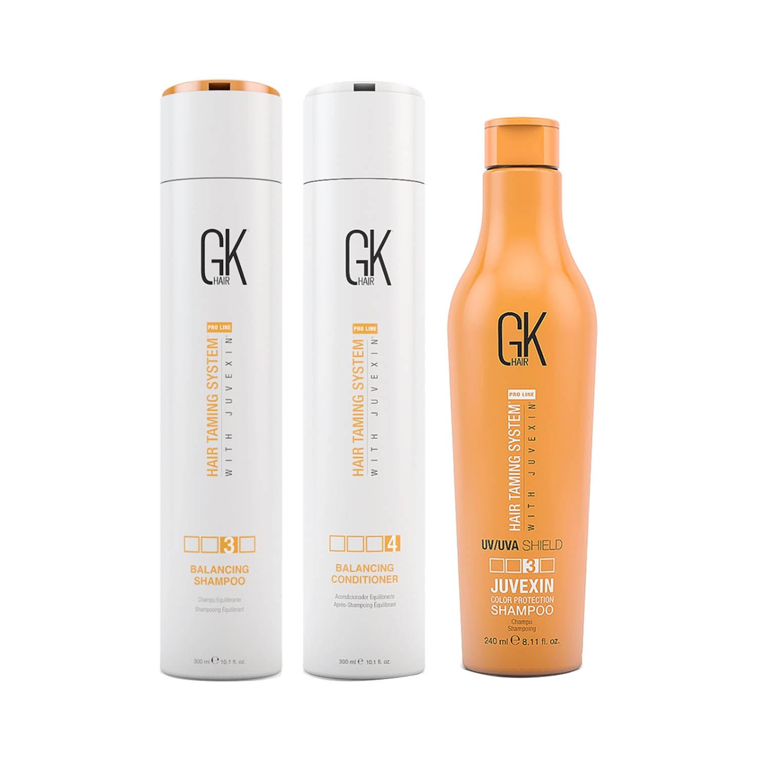 GK Hair | GK Hair Balancing Shampoo and Conditioner 300ml with Color Shield Shampoo 240m