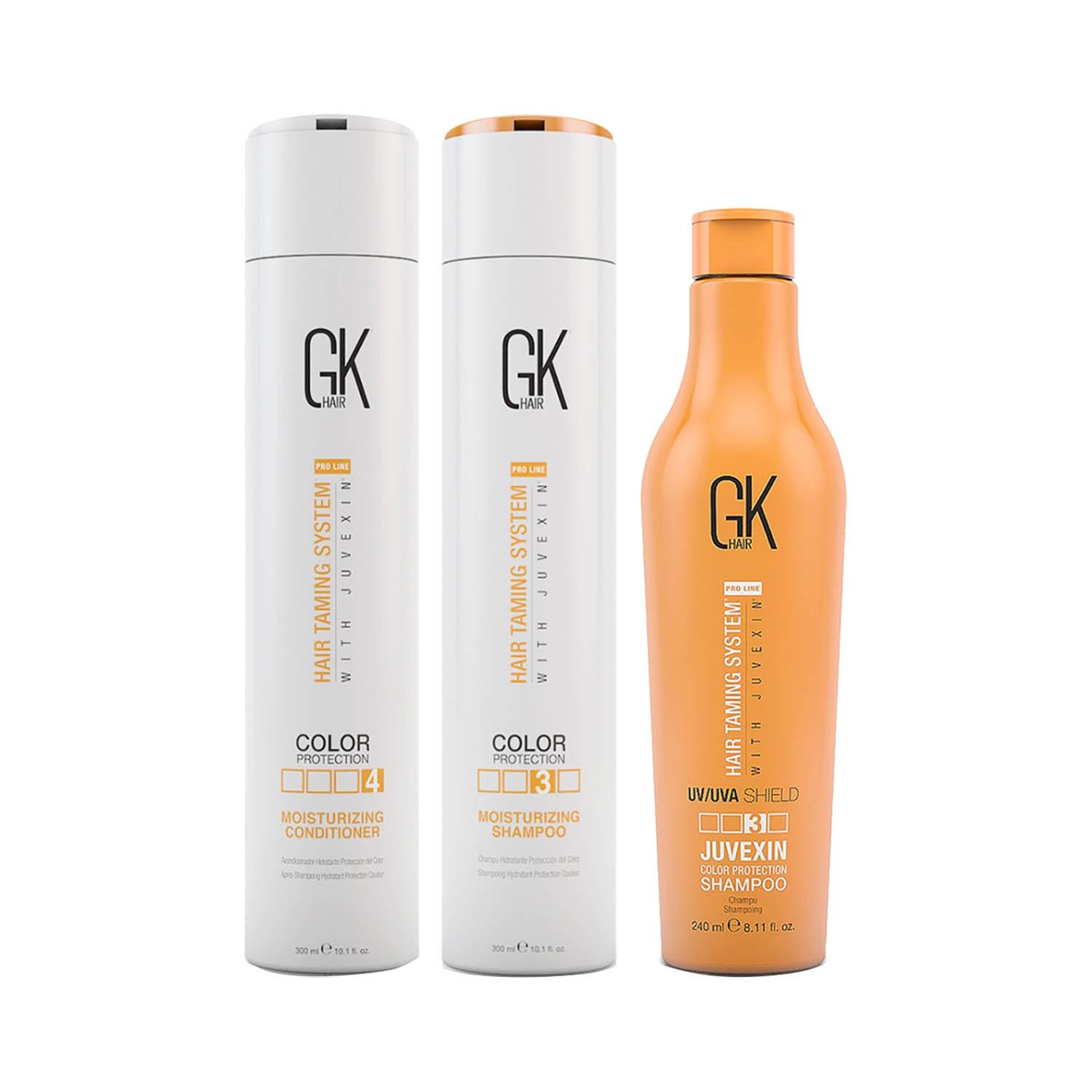 GK Hair | GK Hair Moisturizing Shampoo and Conditioner 300ml with Color Shield Shampoo 240ml