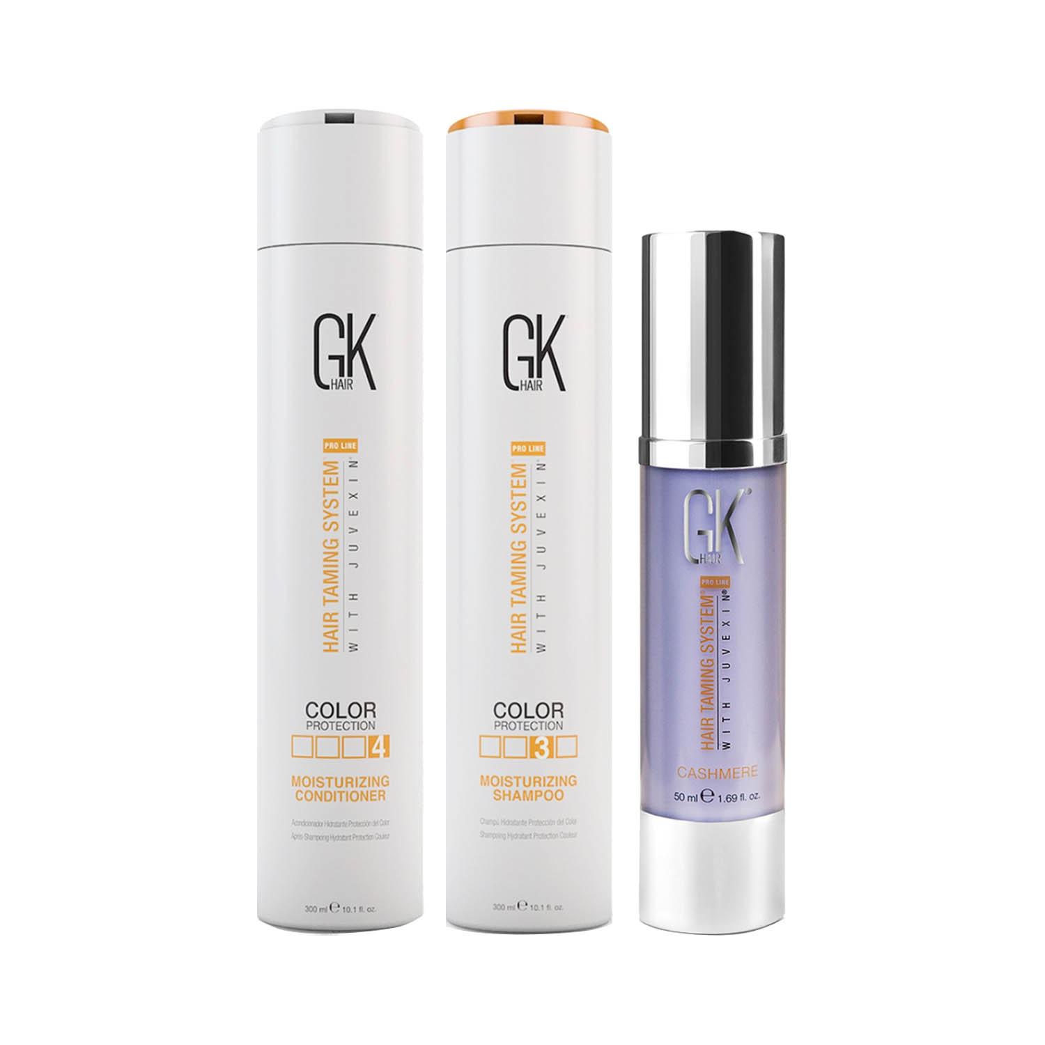 GK Hair Moisturizing Shampoo and Conditioner 300ml with Cashmere 50ml