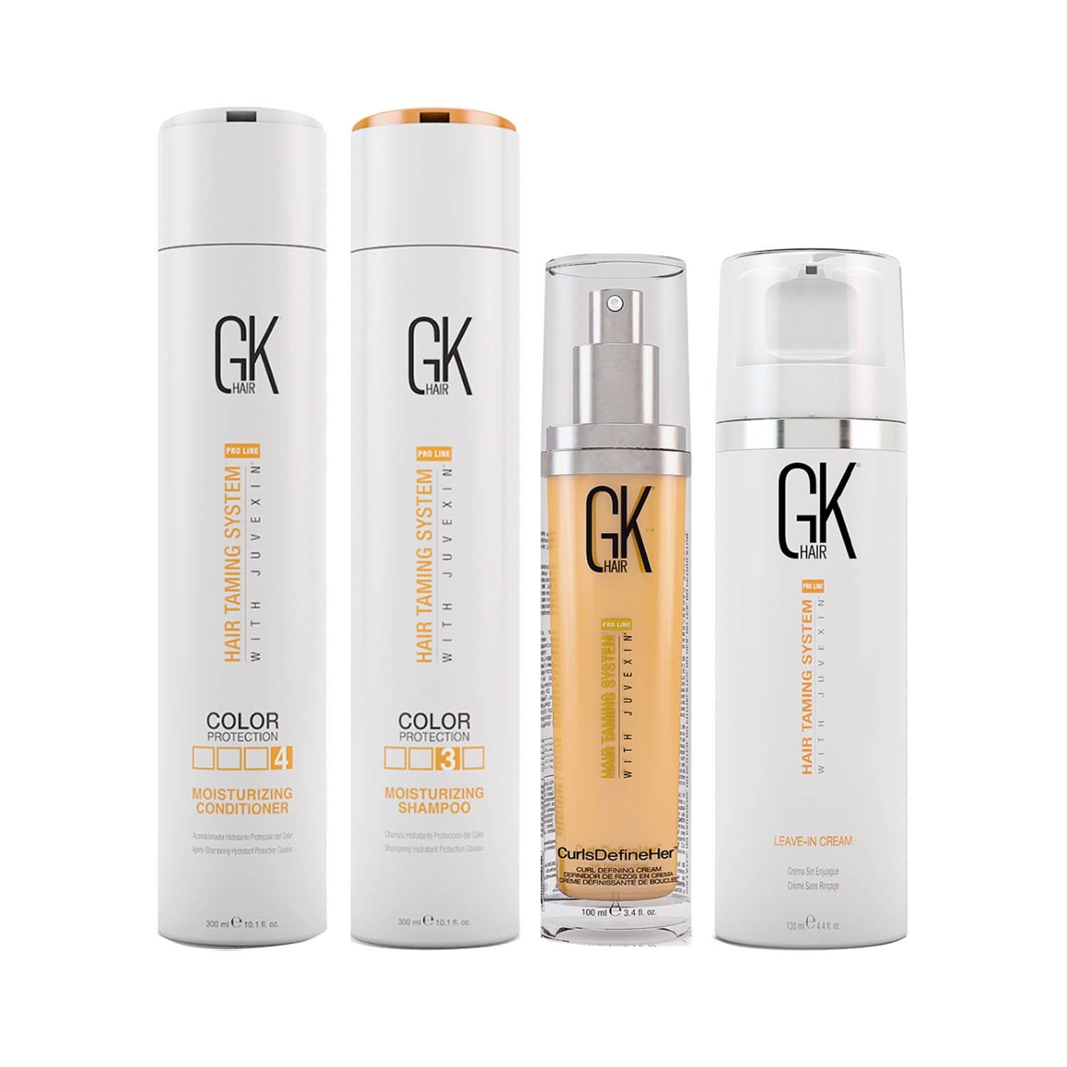GK Hair Moisturizing Shampoo and Conditioner,Curls Defineher Cream, leave-in Conditioner Spray Combo