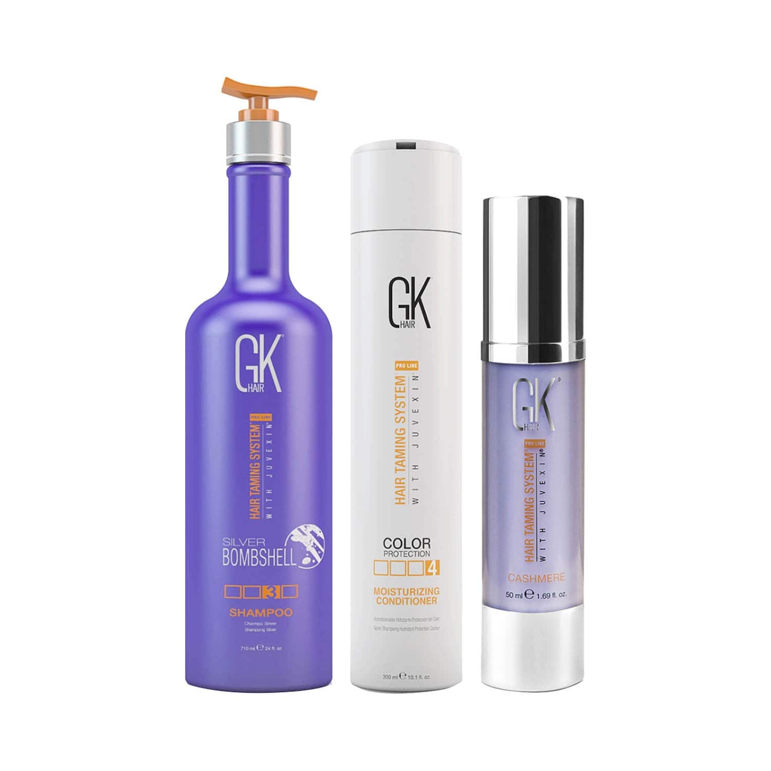 GK Hair | GK Hair Silver Bombshell Shampoo 710ml with Moisturizing Conditioner(300 ml) and Cashmere (50 ml)