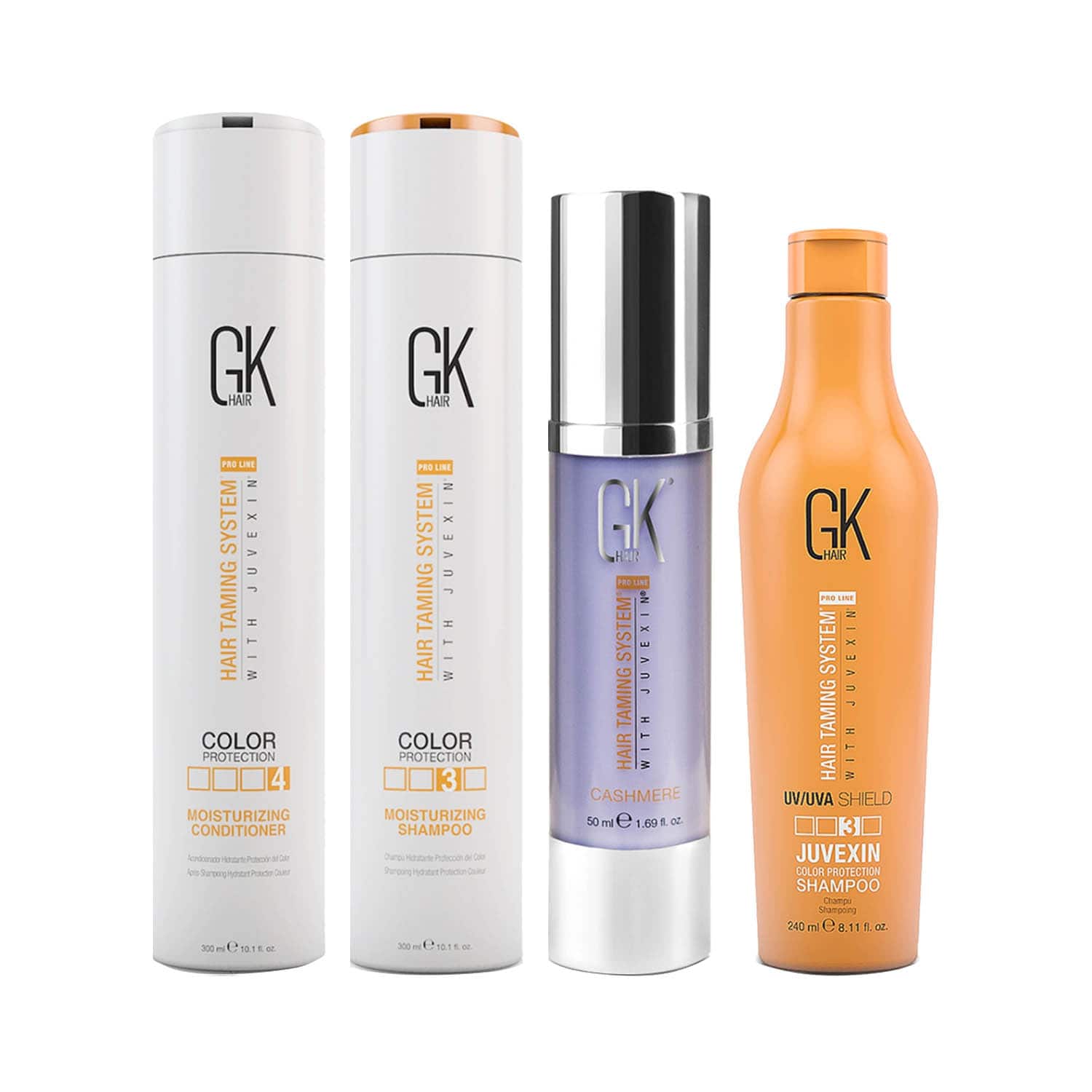 GK Hair | GK Hair Moisturizing Shampoo and Conditioner(300 ml)+ Cashmere(50 ml)& Color Shield Shampoo(240 ml)
