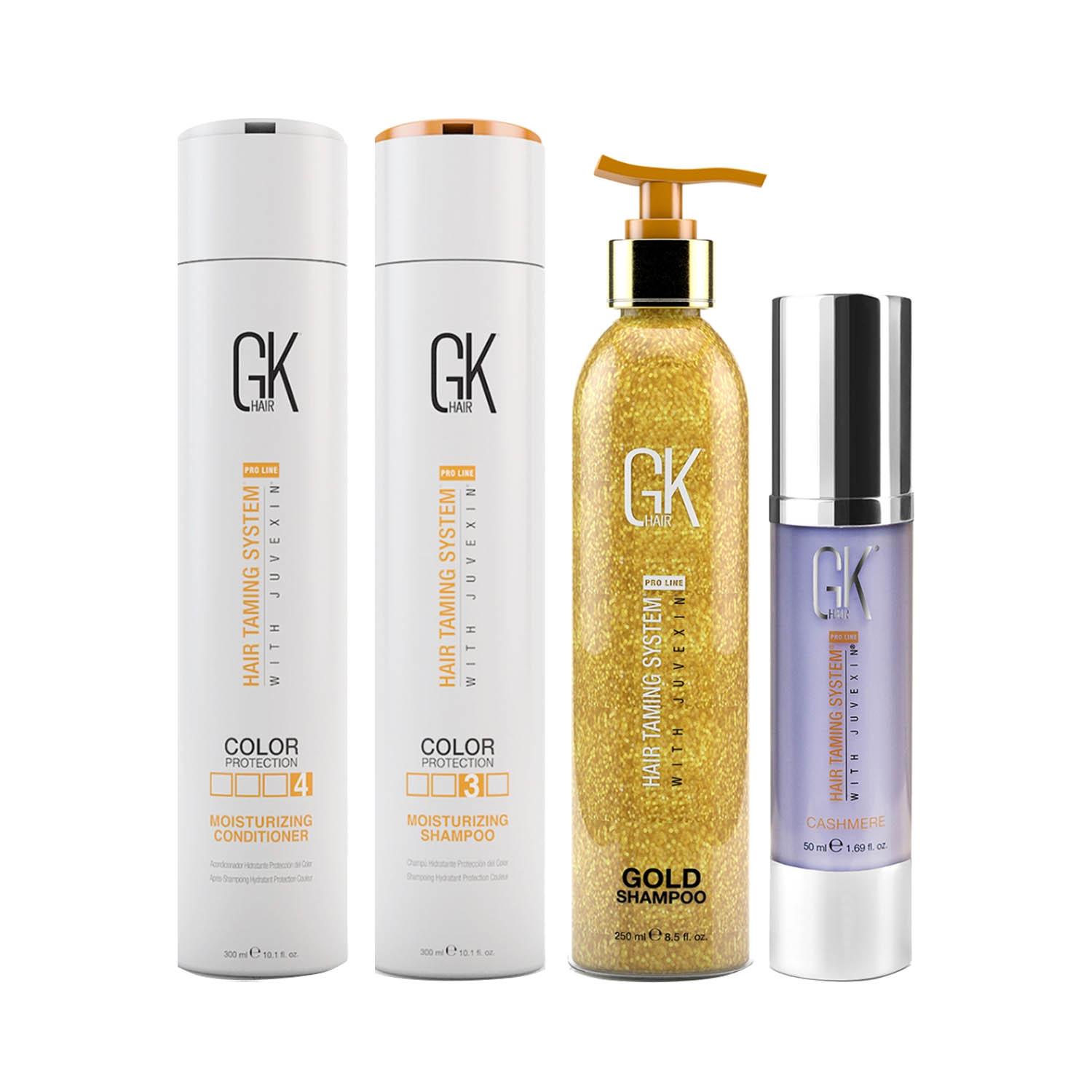 GK Hair | GK Hair Moisturizing Shampoo and Conditioner 300ml with Cashmere 50ml and Gold Shampoo 250ml